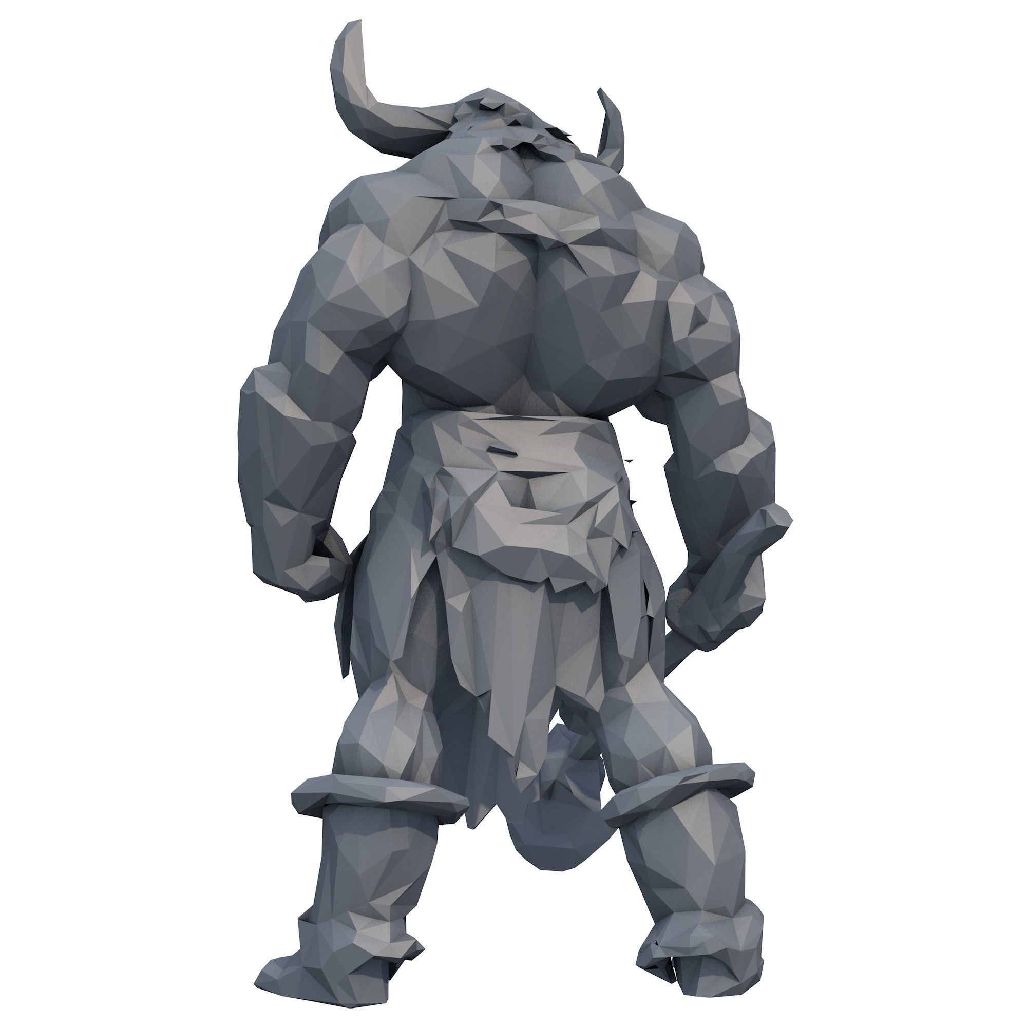 Minotaur Warrior Low Poly 3D print model_4