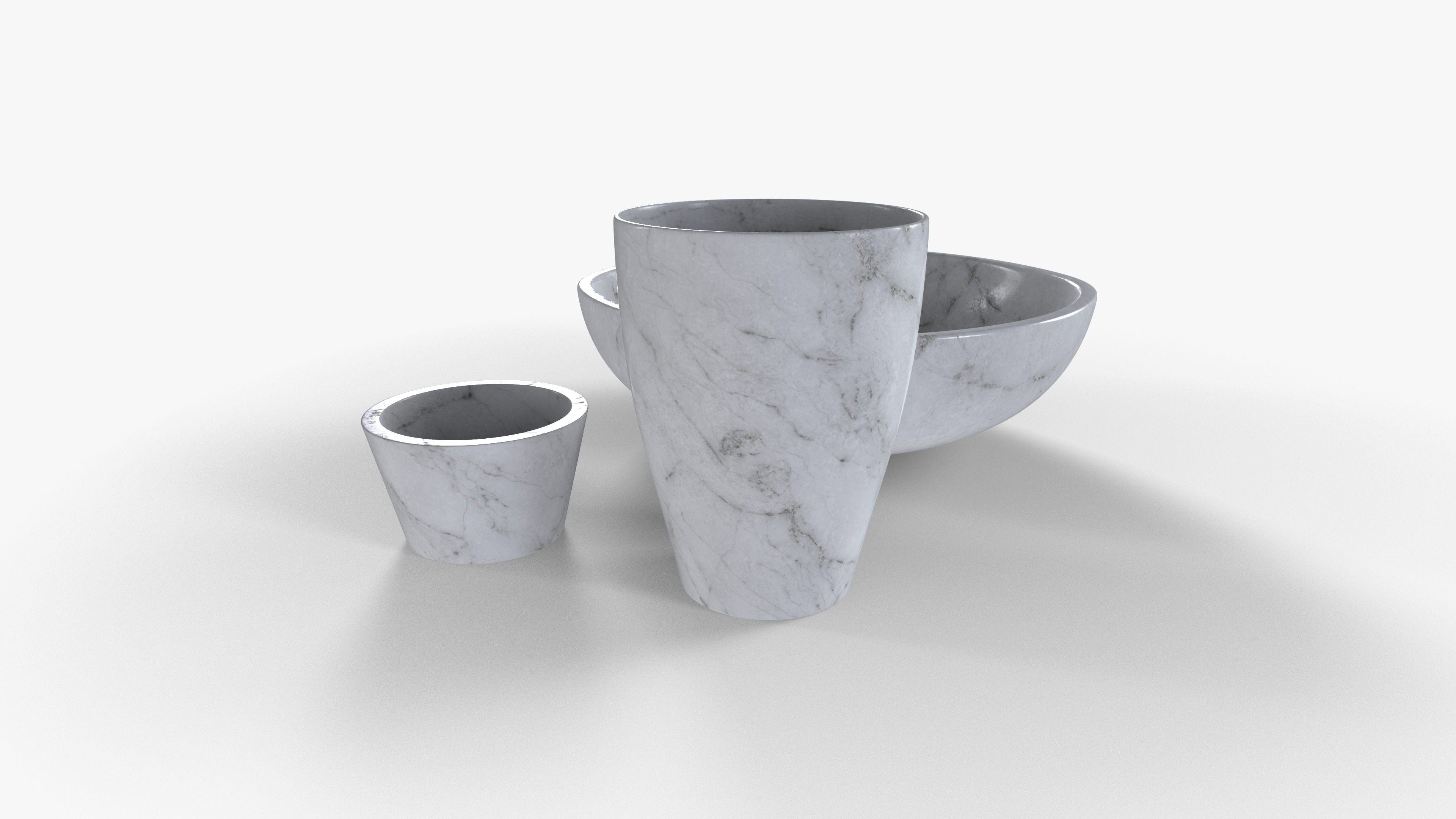 Bowl Marble Set Low-poly 3D model_4