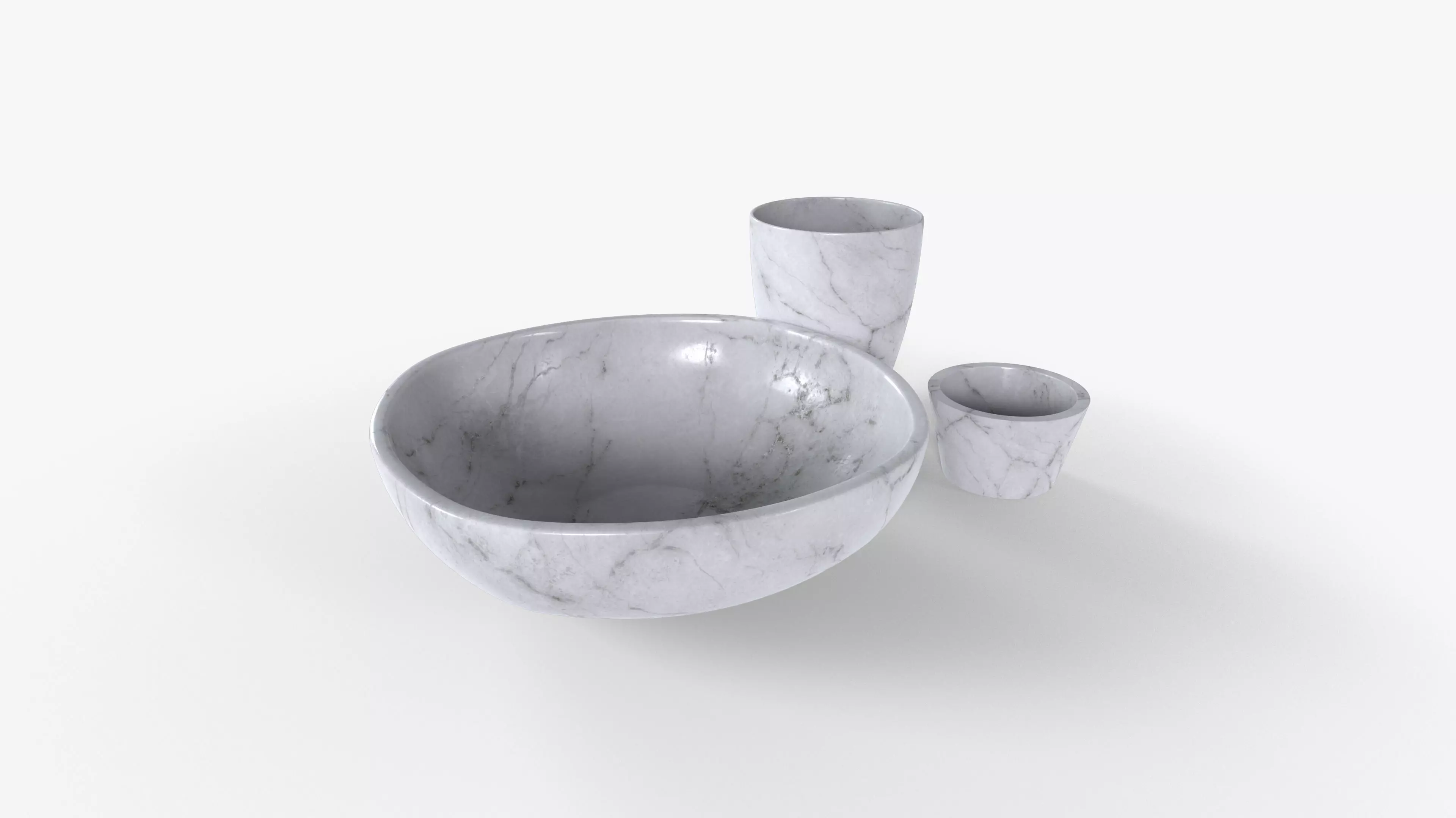 Bowl Marble Set Low-poly 3D model_0