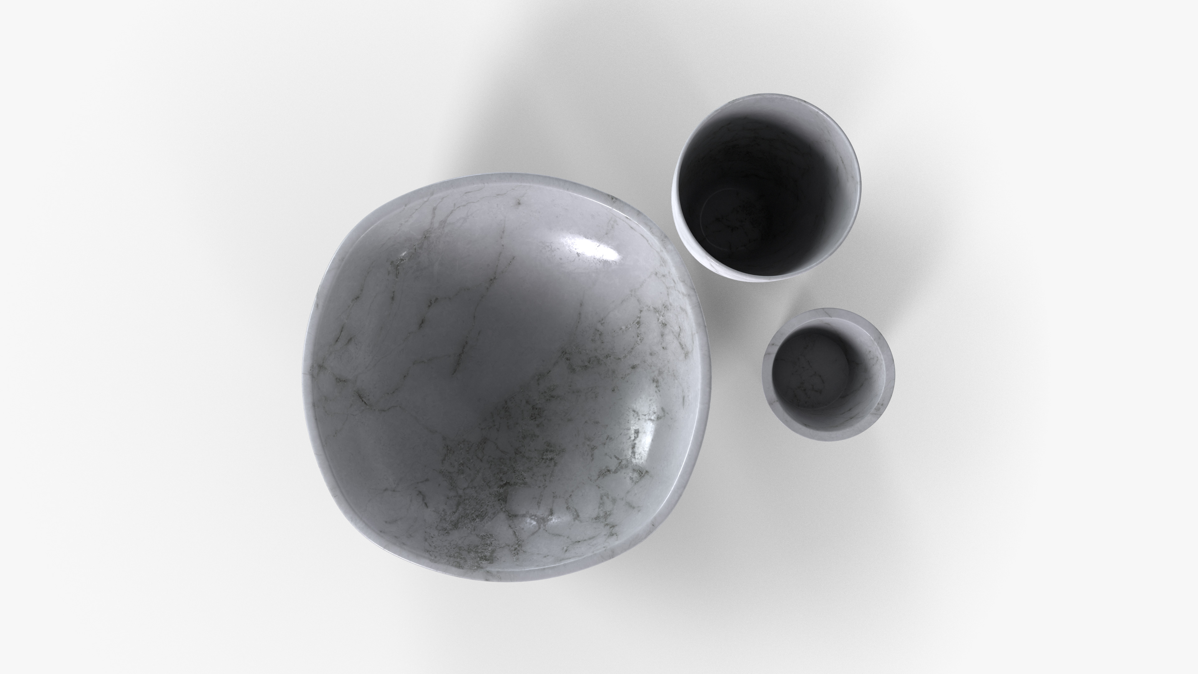Bowl Marble Set Low-poly 3D model_6