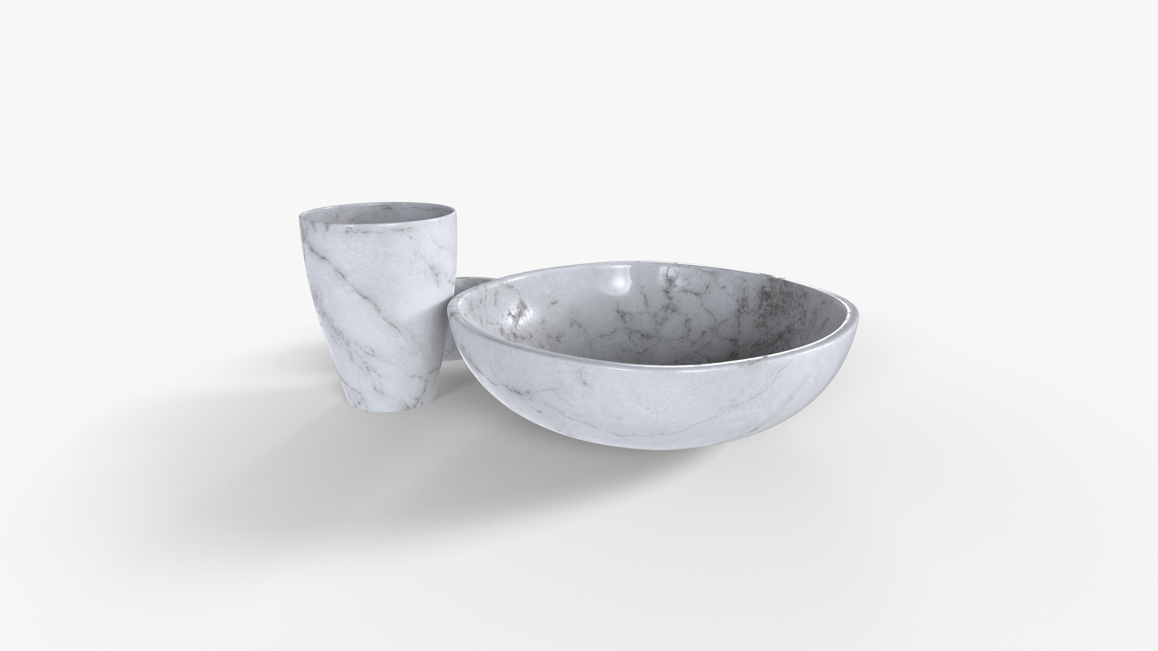 Bowl Marble Set Low-poly 3D model_3