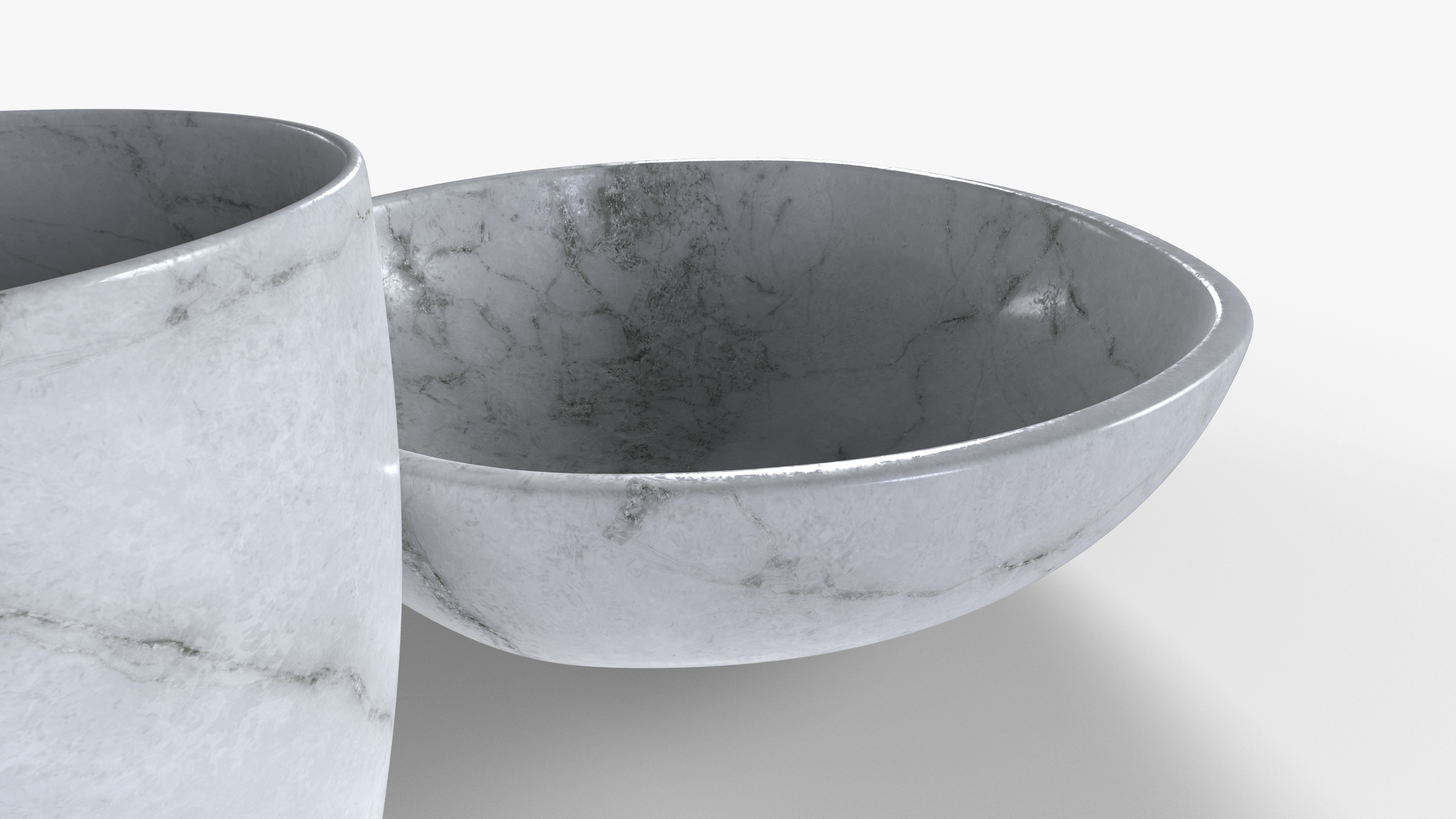 Bowl Marble Set Low-poly 3D model_7