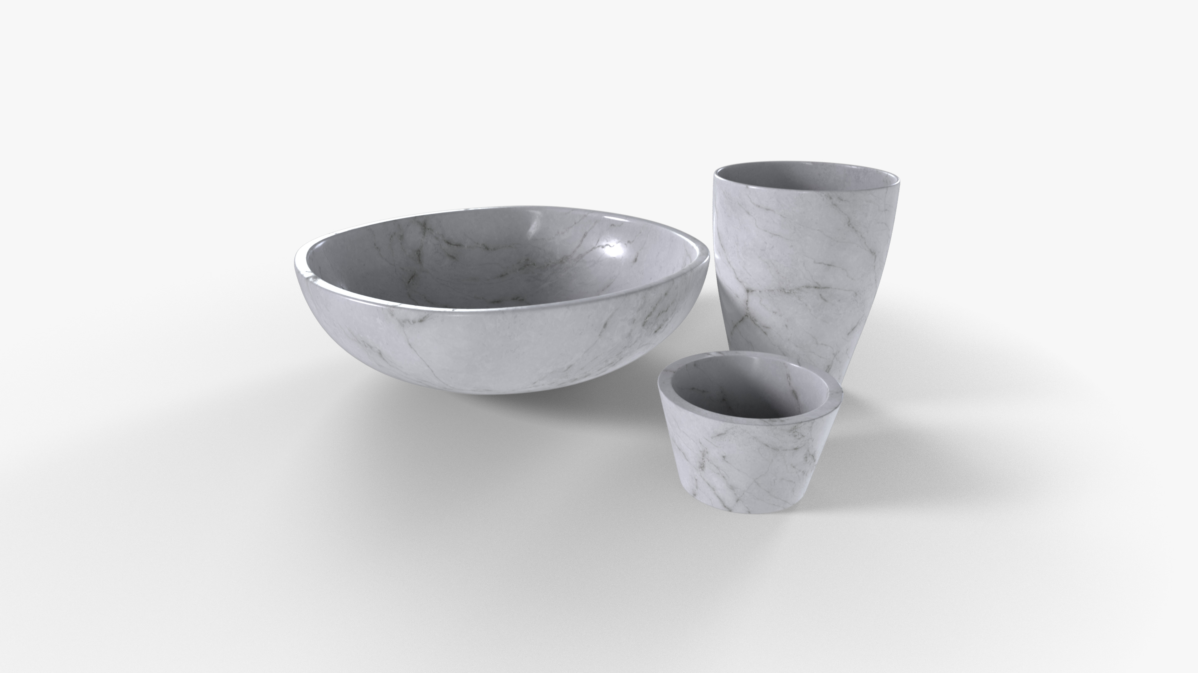 Bowl Marble Set Low-poly 3D model_5