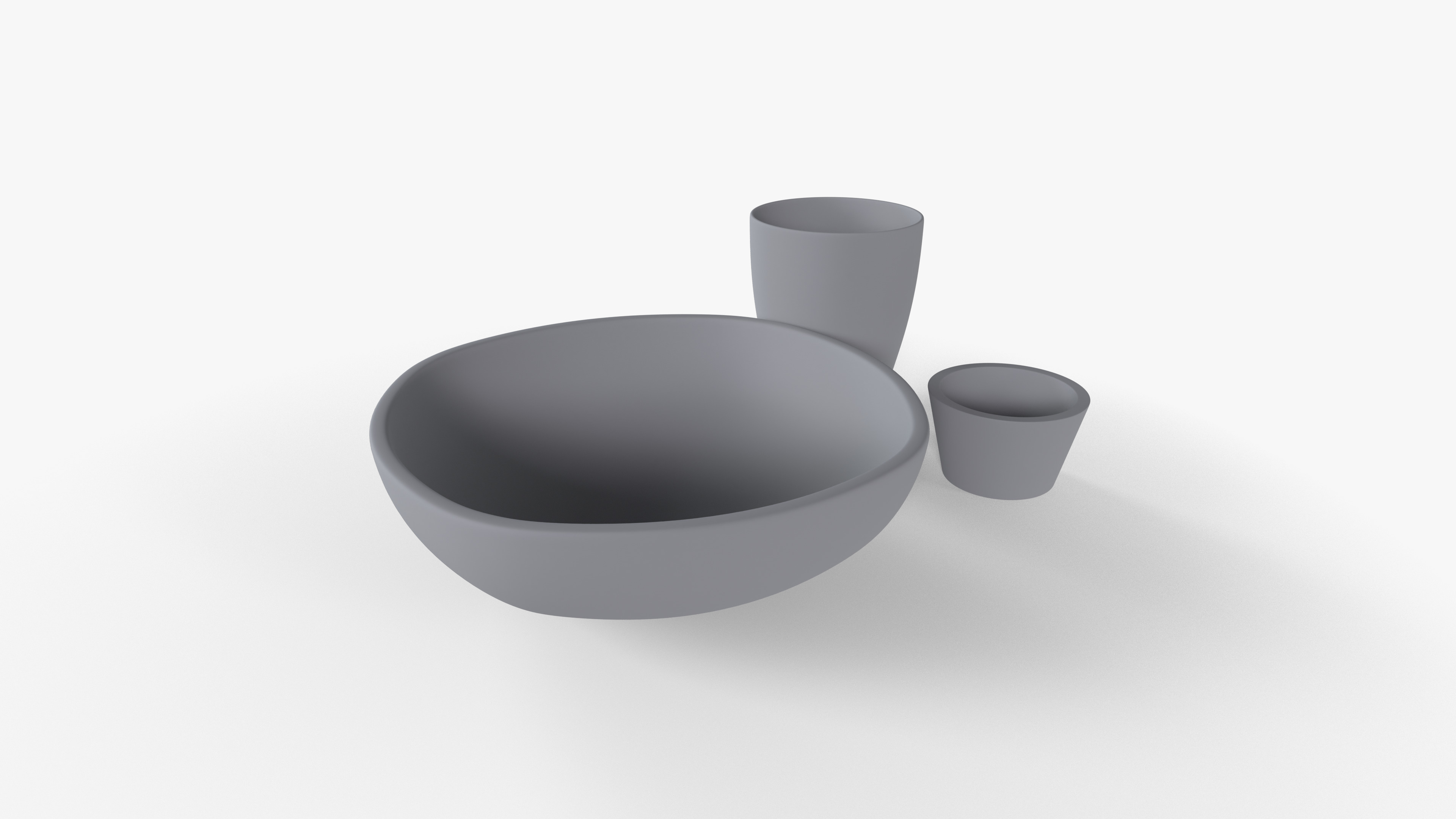 Bowl Marble Set Low-poly 3D model_9