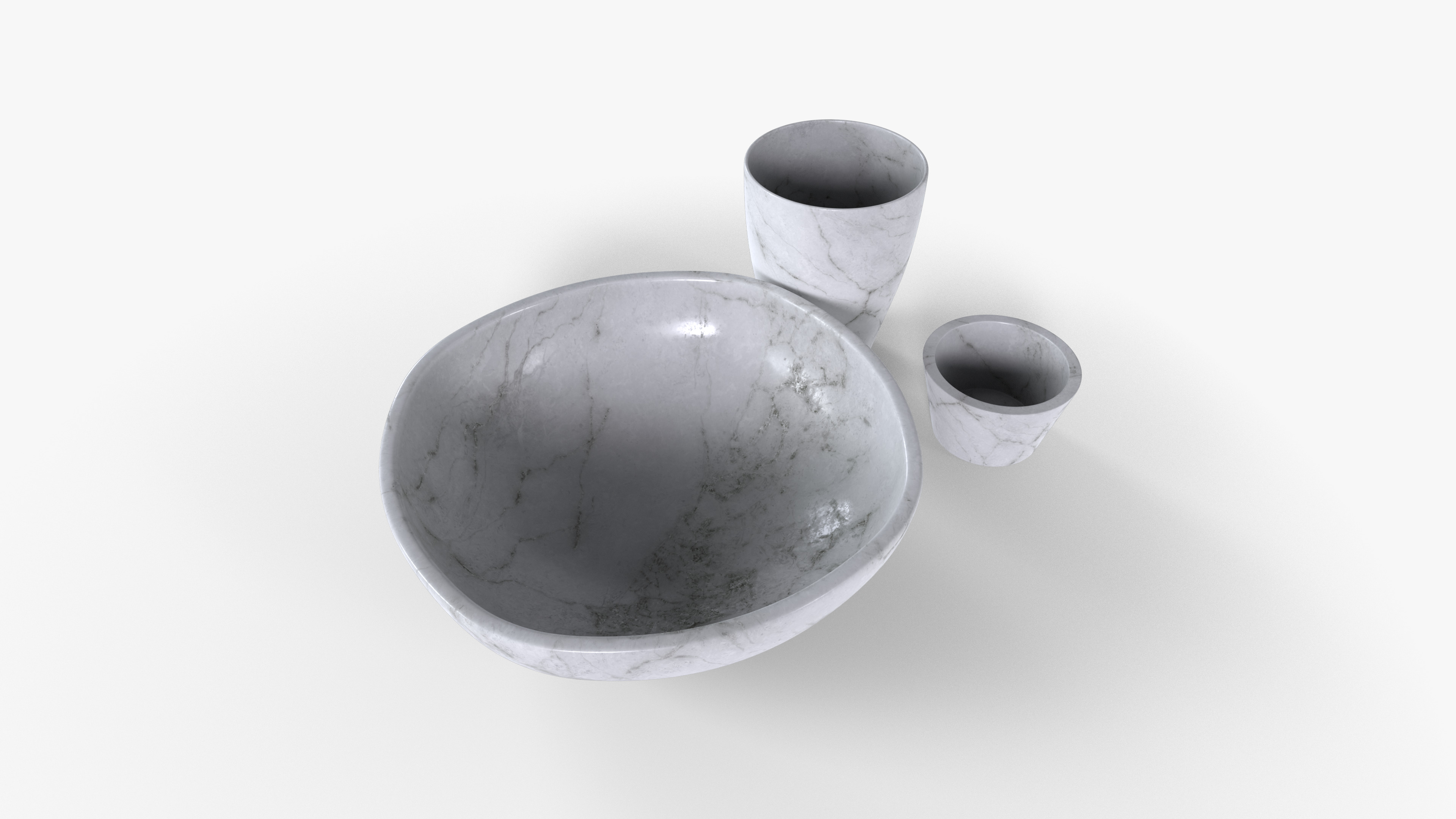 Bowl Marble Set Low-poly 3D model_2