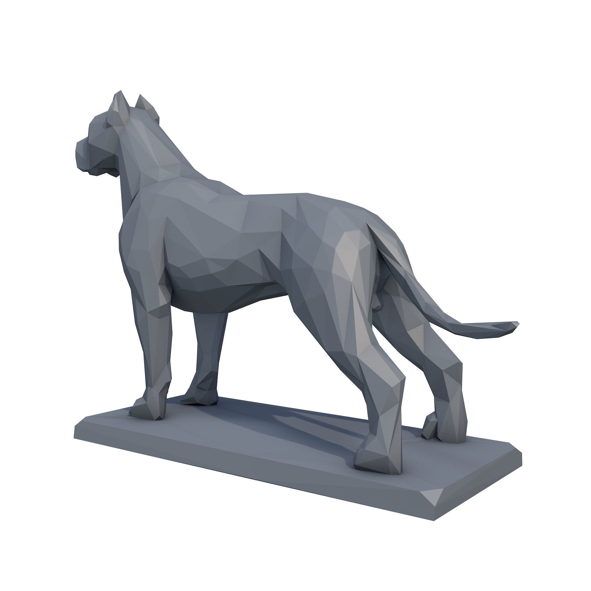 Dogo Argentino Low Poly 3D print model_2