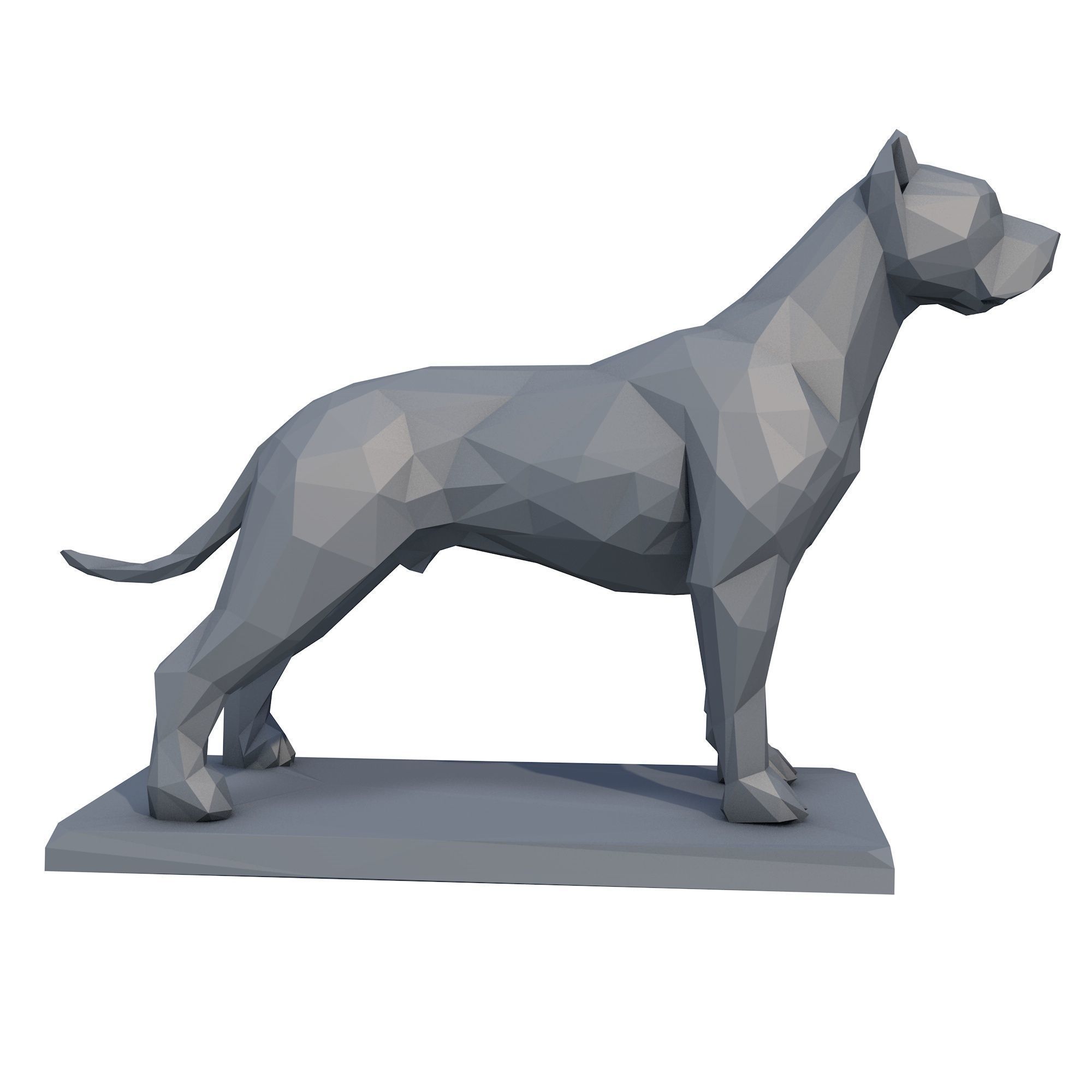 Dogo Argentino Low Poly 3D print model_4