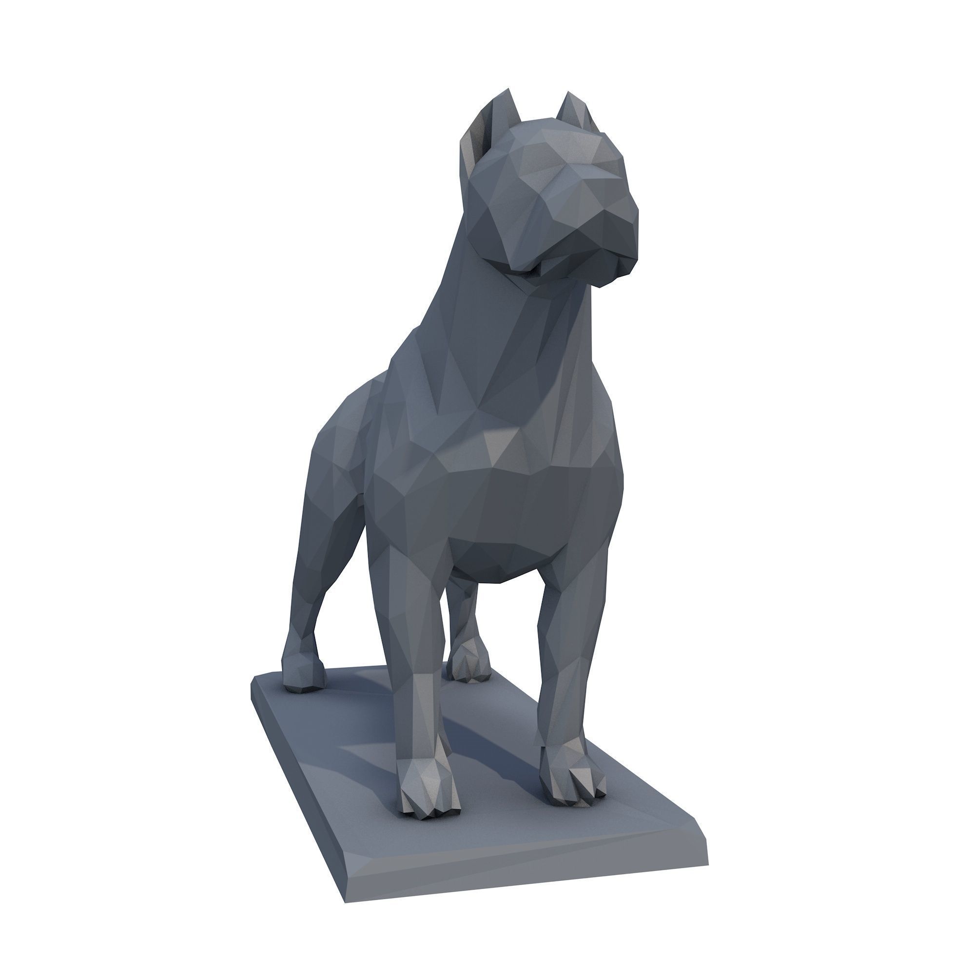 Dogo Argentino Low Poly 3D print model_5