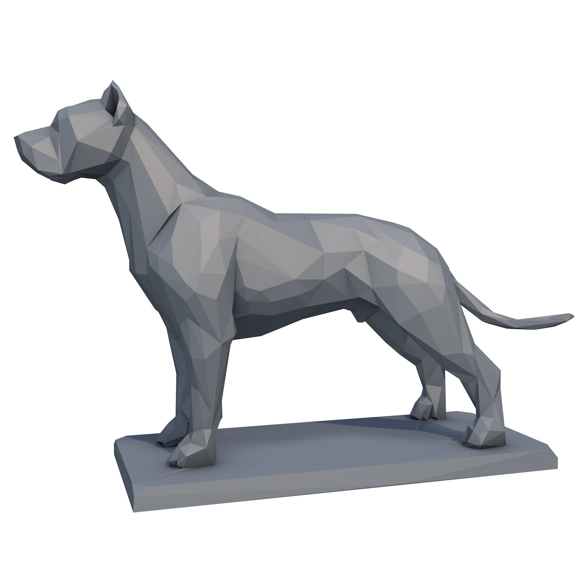 Dogo Argentino Low Poly 3D print model_1