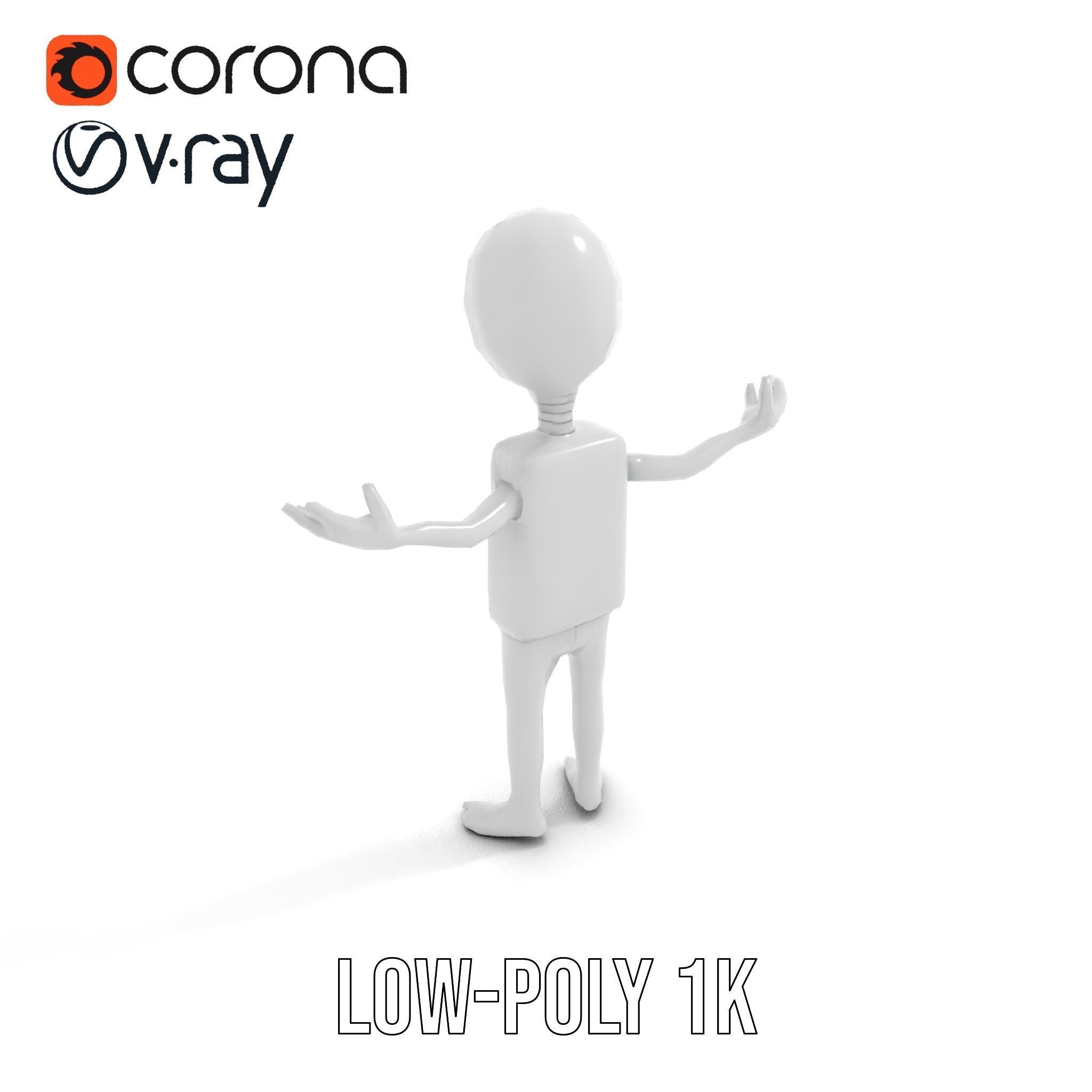 Minimalist Humanoid Rigged and Animated Character Model Low-poly 3D model_8