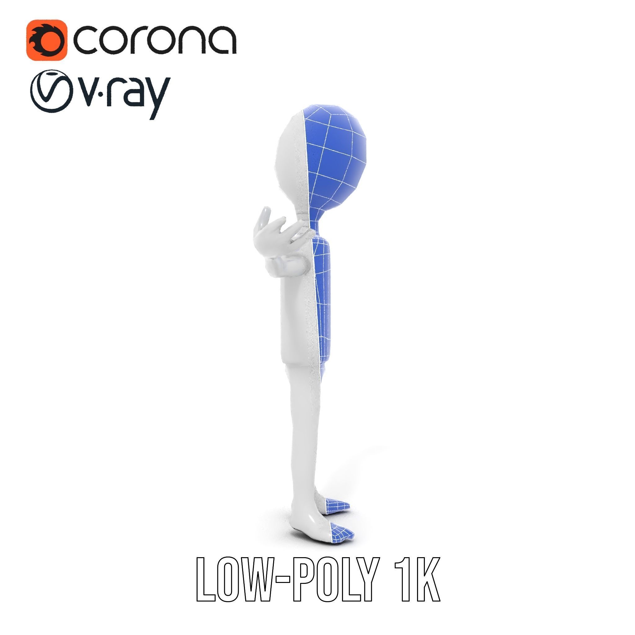 Minimalist Humanoid Rigged and Animated Character Model Low-poly 3D model_20