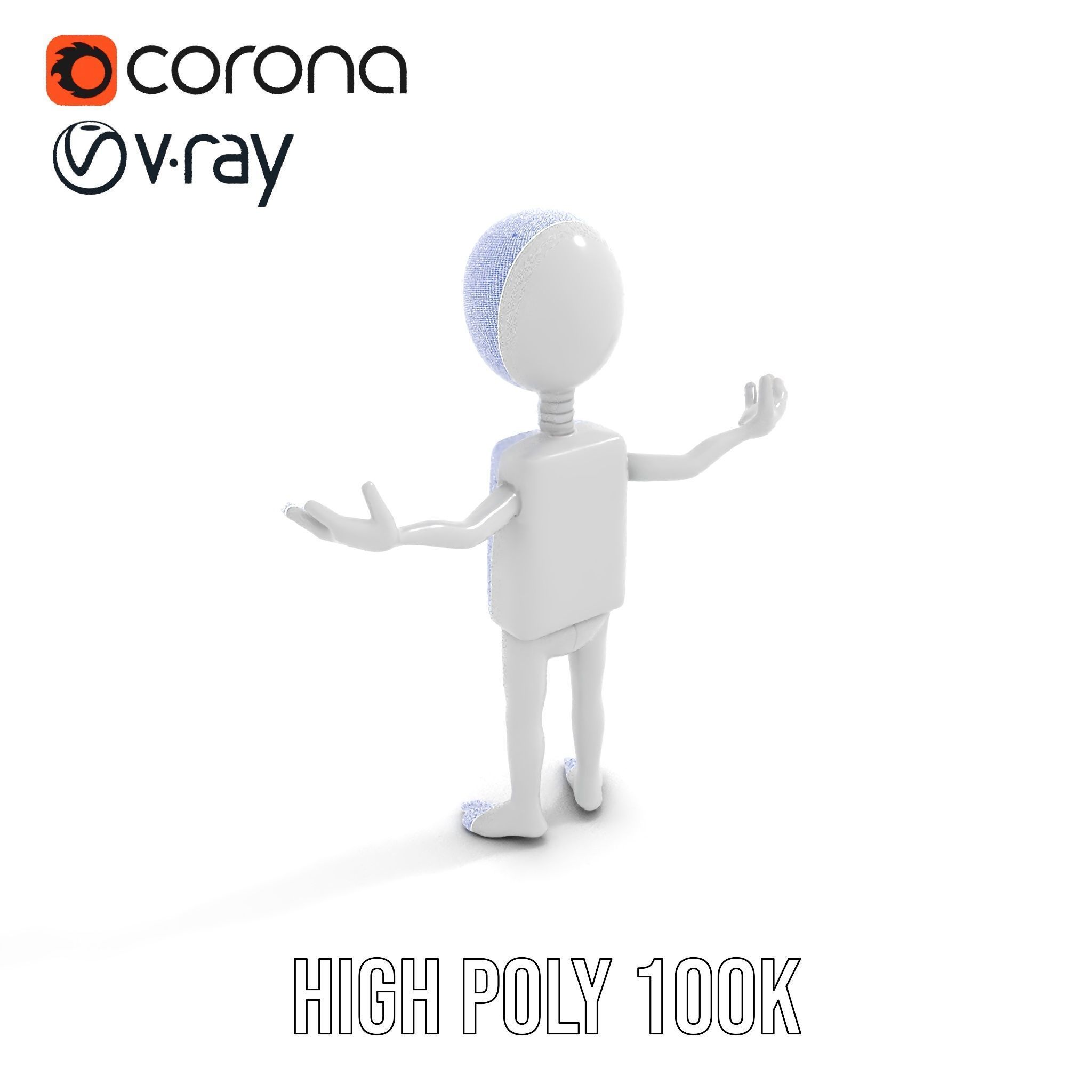 Minimalist Humanoid Rigged and Animated Character Model Low-poly 3D model_24