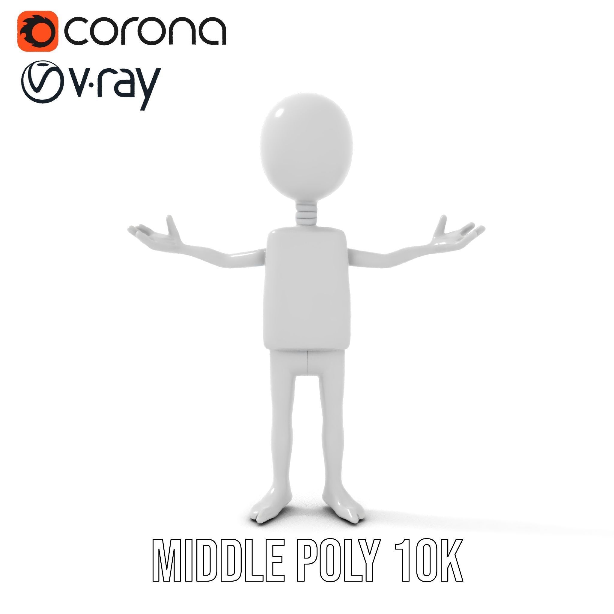 Minimalist Humanoid Rigged and Animated Character Model Low-poly 3D model_33