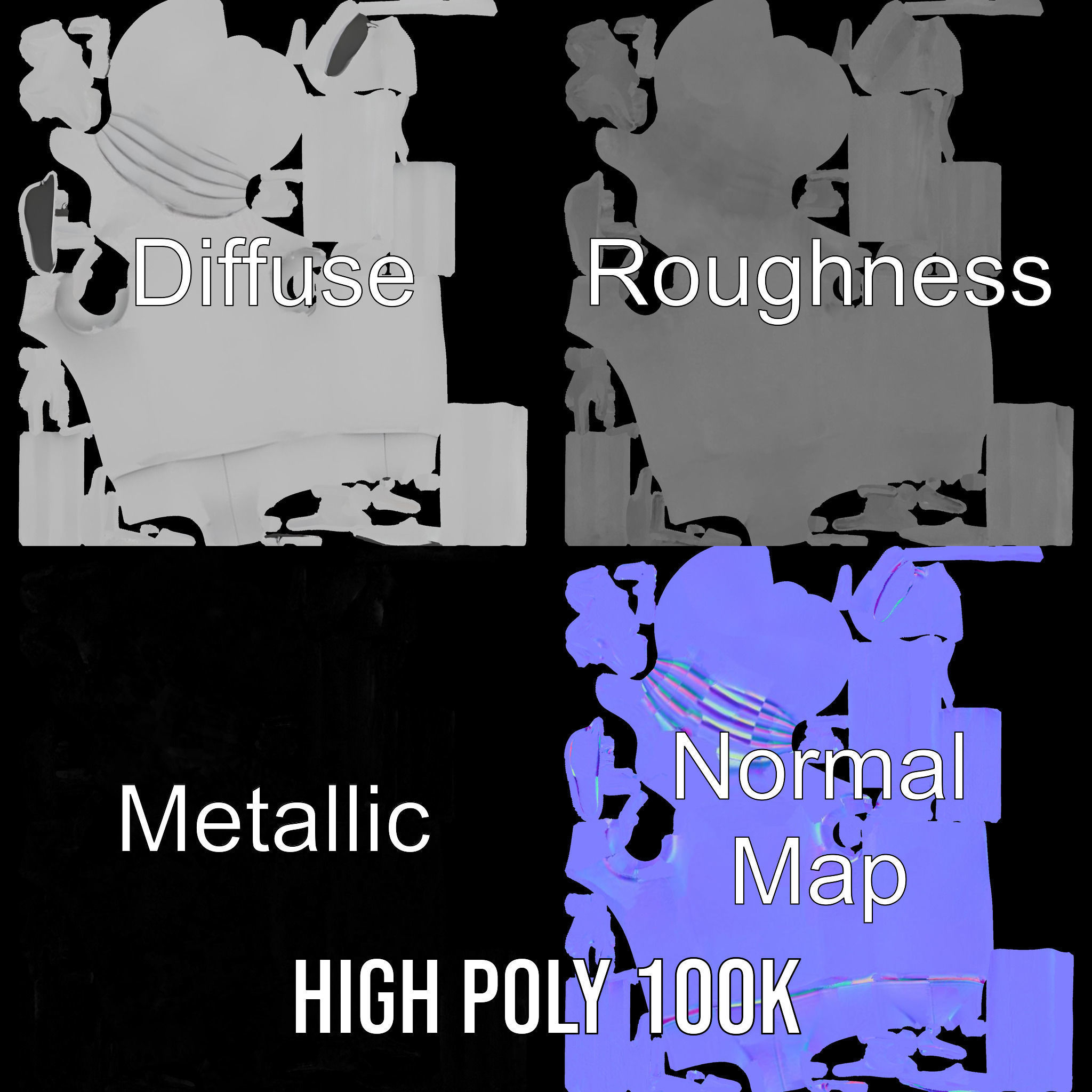 Minimalist Humanoid Rigged and Animated Character Model Low-poly 3D model_4