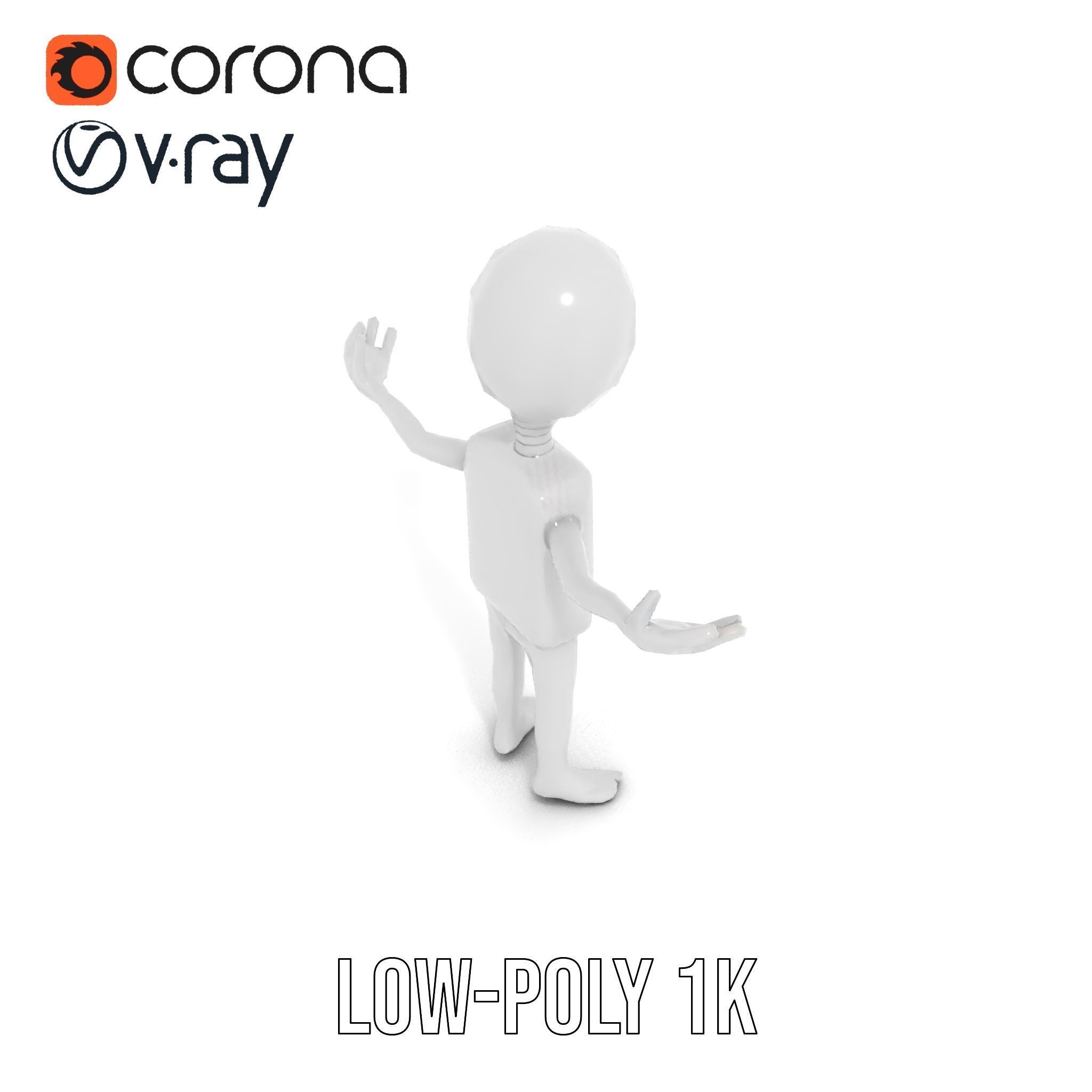 Minimalist Humanoid Rigged and Animated Character Model Low-poly 3D model_11