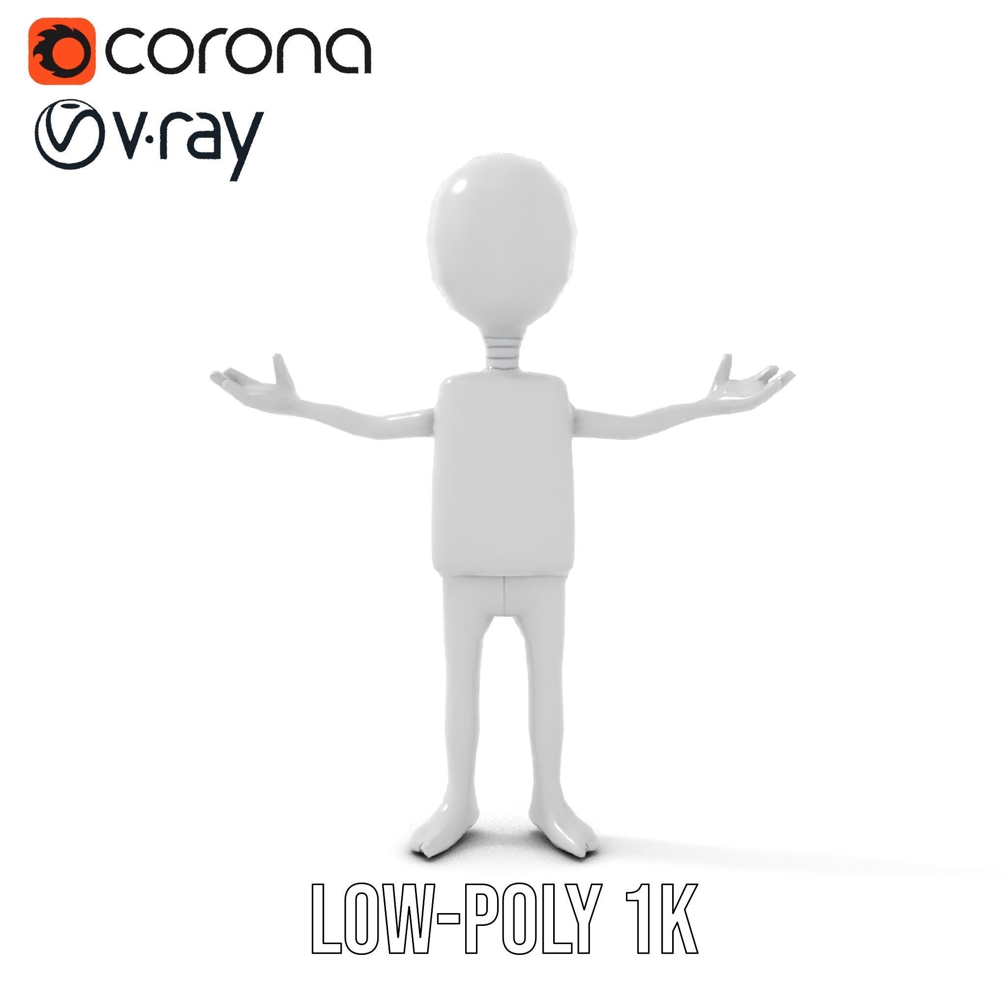 Minimalist Humanoid Rigged and Animated Character Model Low-poly 3D model_14