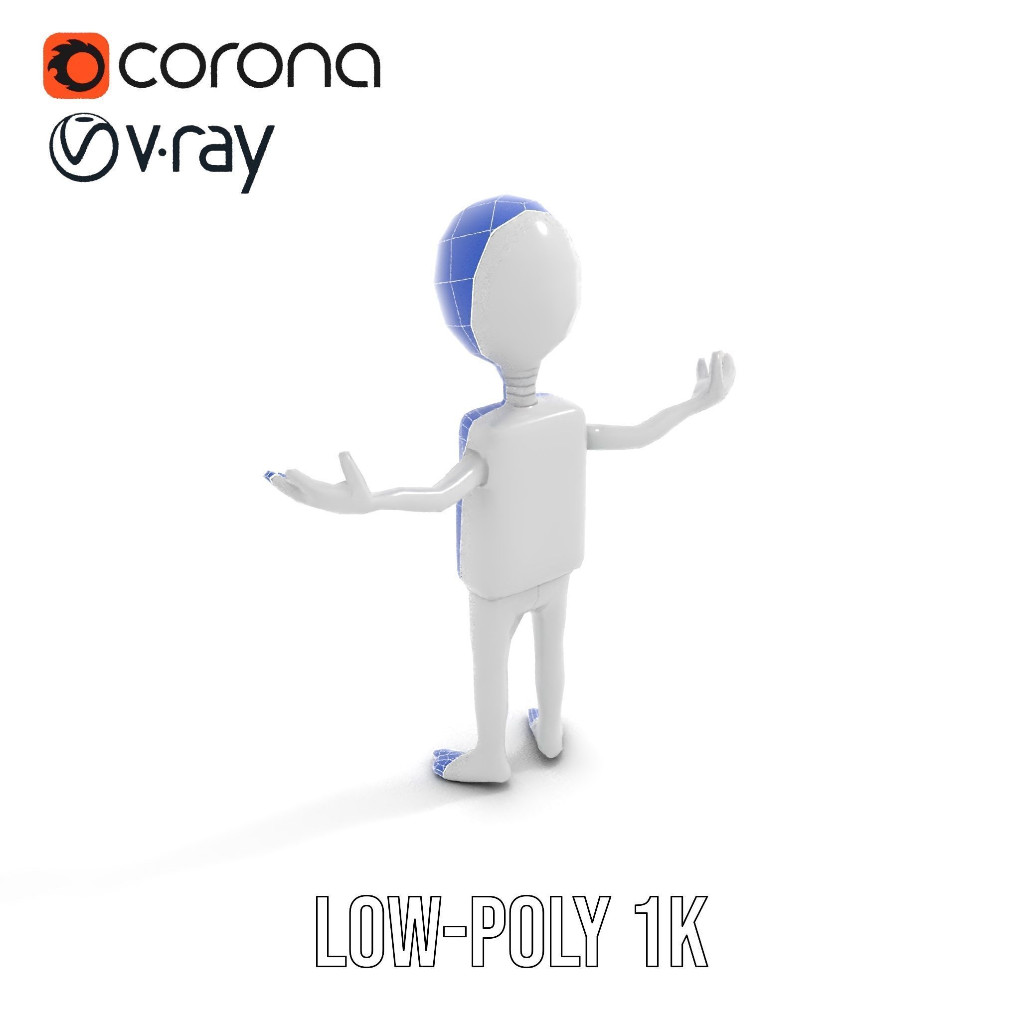 Minimalist Humanoid Rigged and Animated Character Model Low-poly 3D model_29