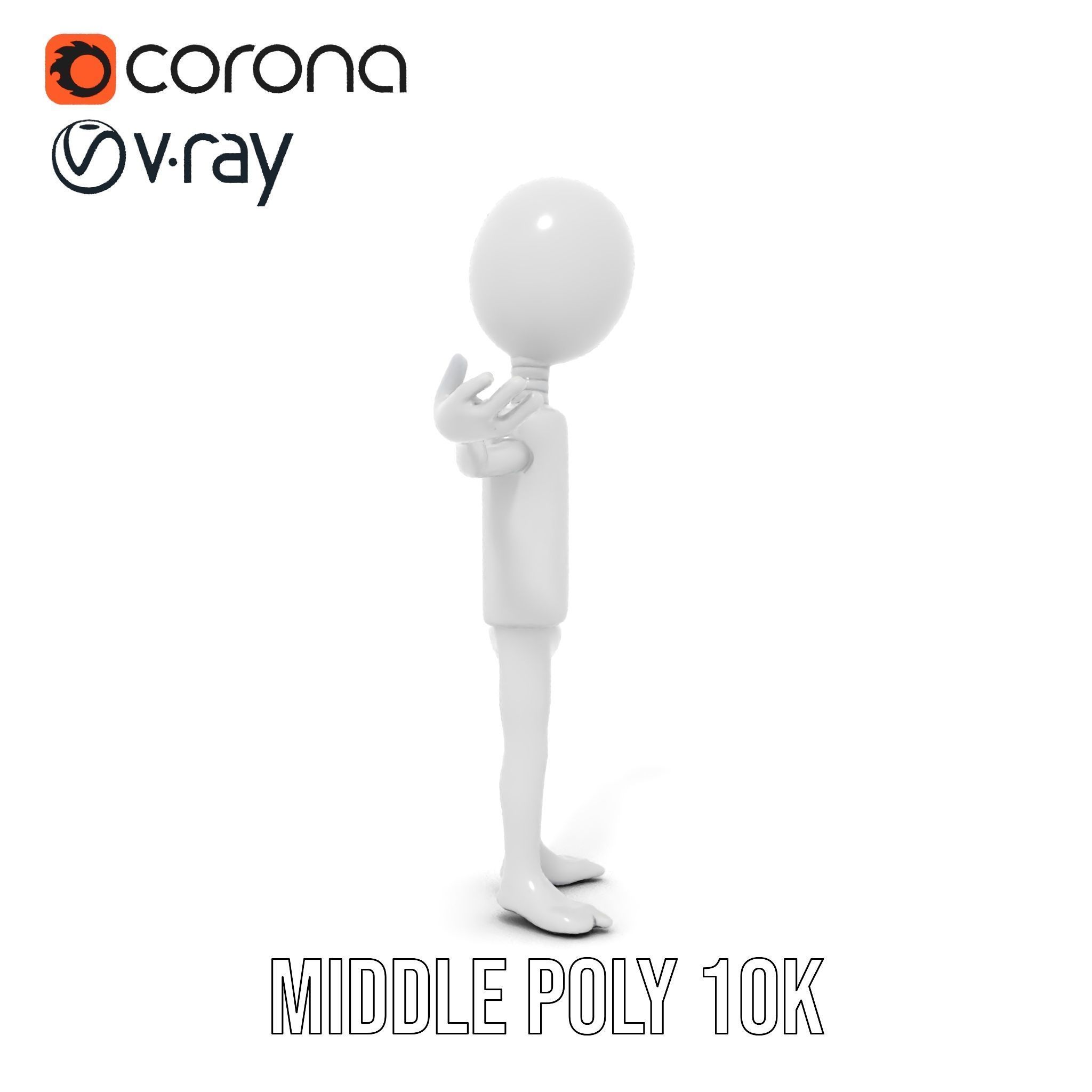 Minimalist Humanoid Rigged and Animated Character Model Low-poly 3D model_31