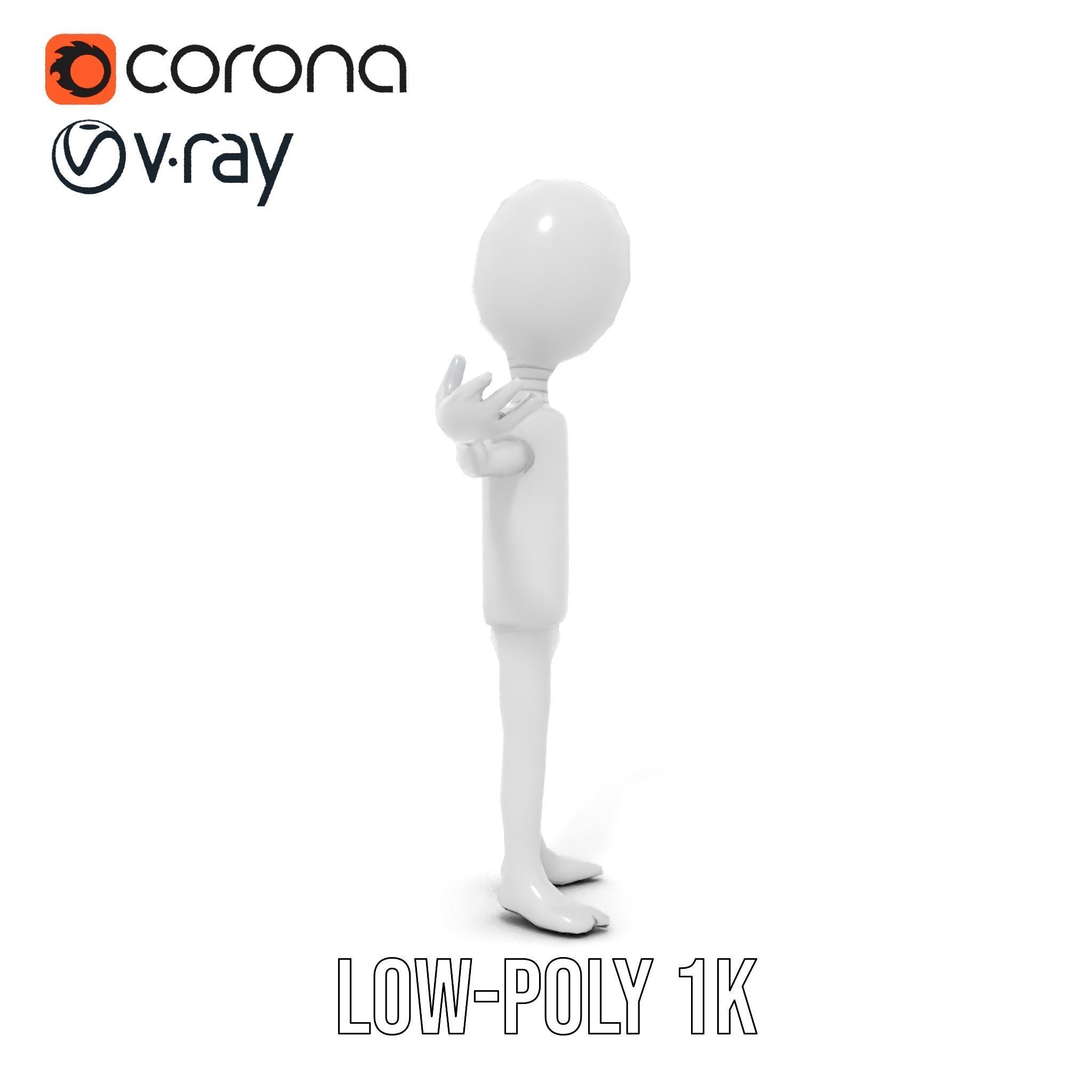 Minimalist Humanoid Rigged and Animated Character Model Low-poly 3D model_26