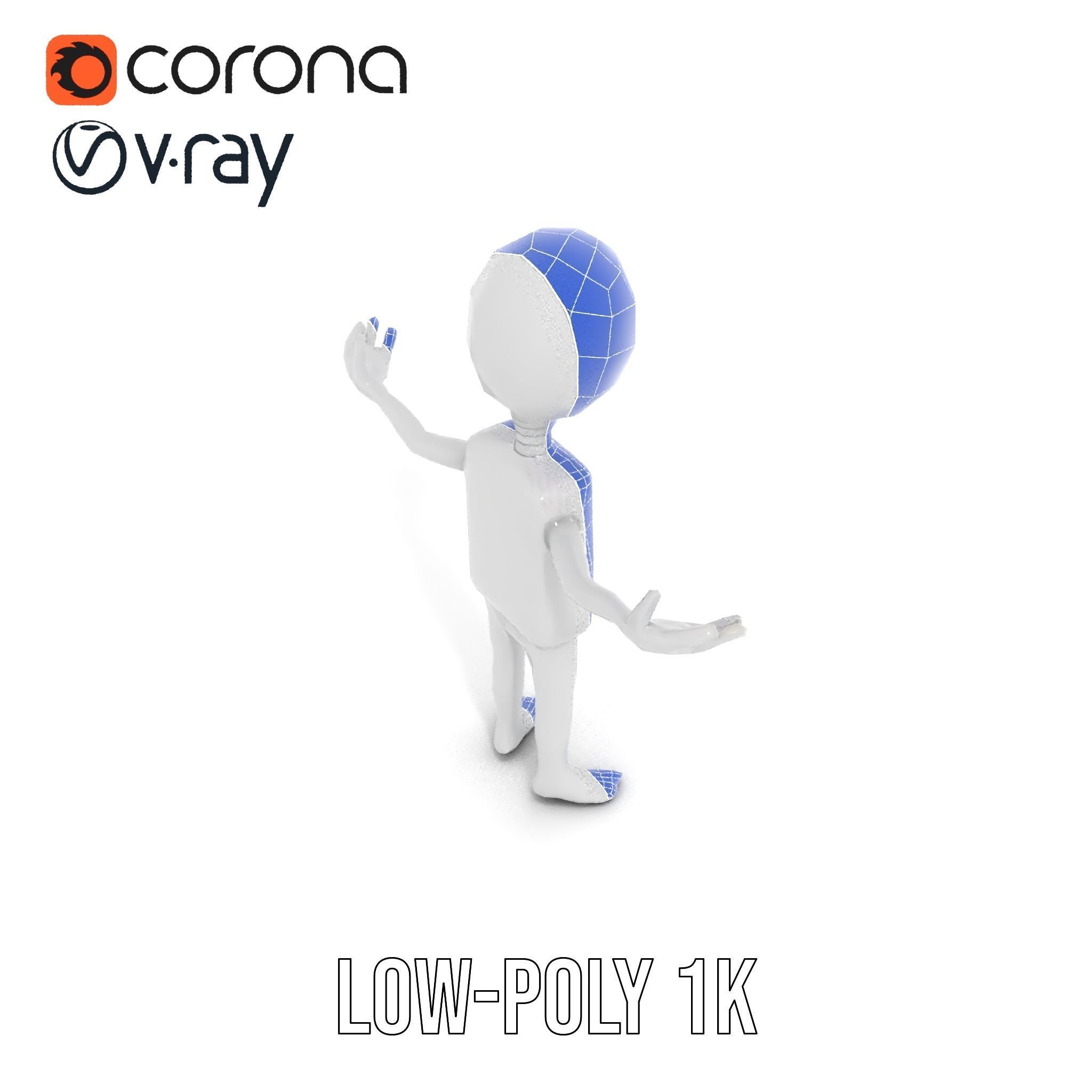 Minimalist Humanoid Rigged and Animated Character Model Low-poly 3D model_23