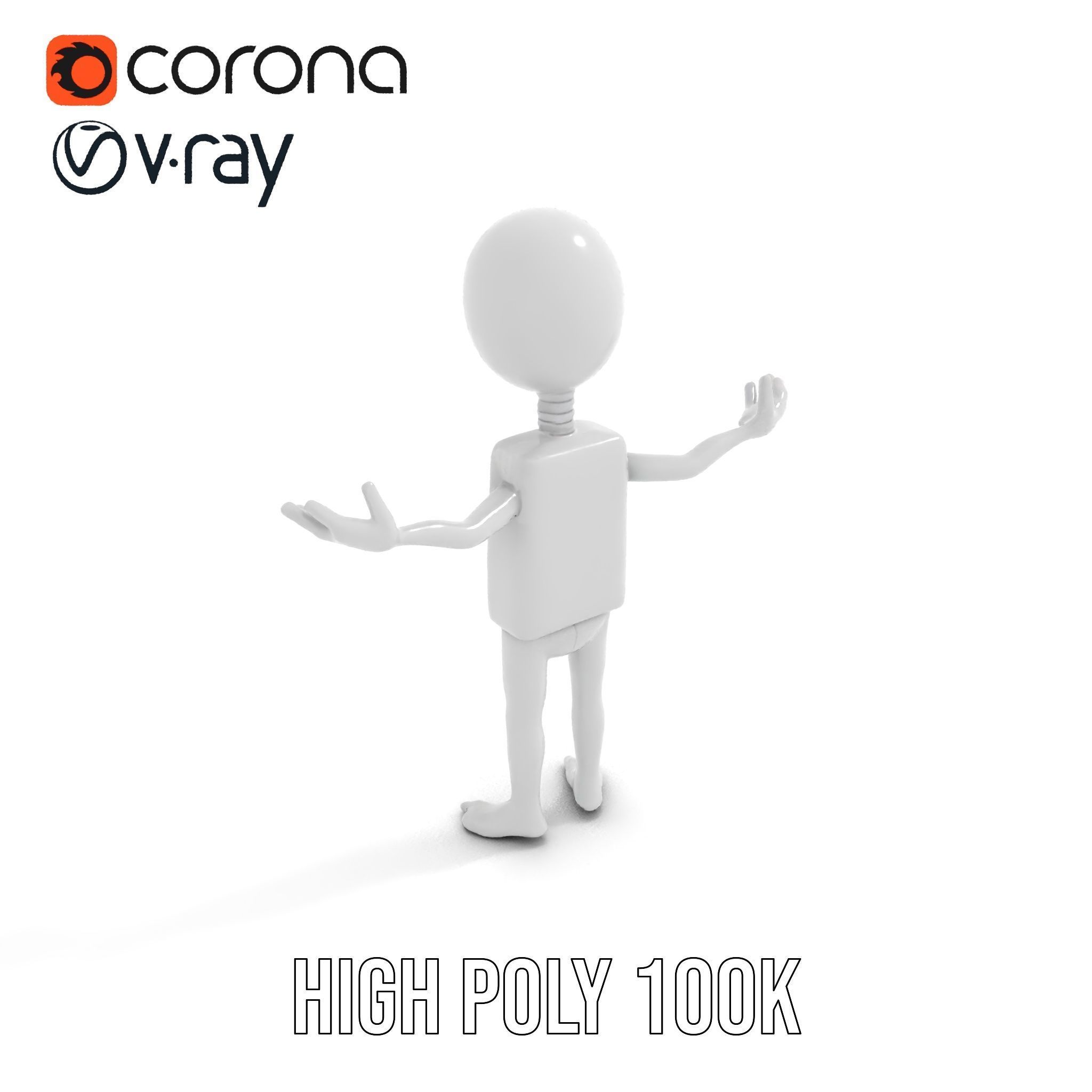 Minimalist Humanoid Rigged and Animated Character Model Low-poly 3D model_21