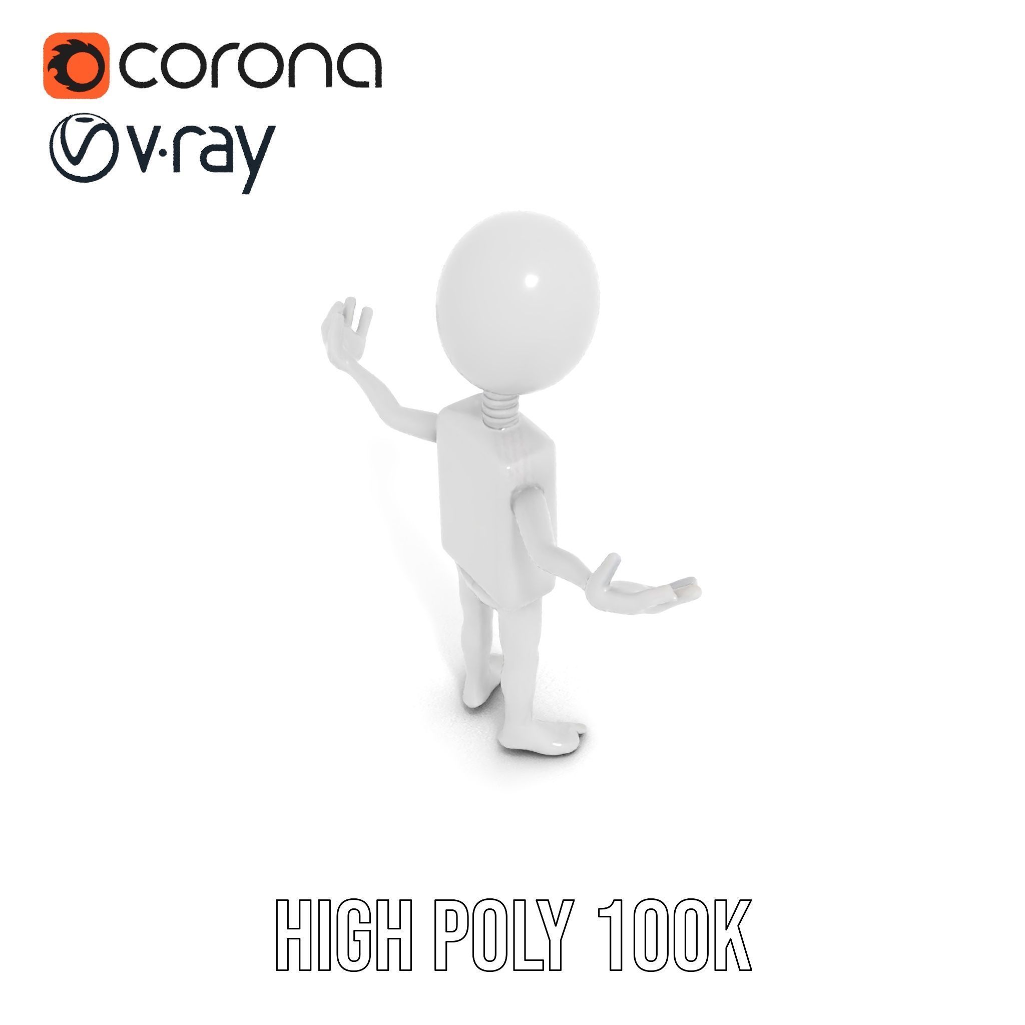 Minimalist Humanoid Rigged and Animated Character Model Low-poly 3D model_15