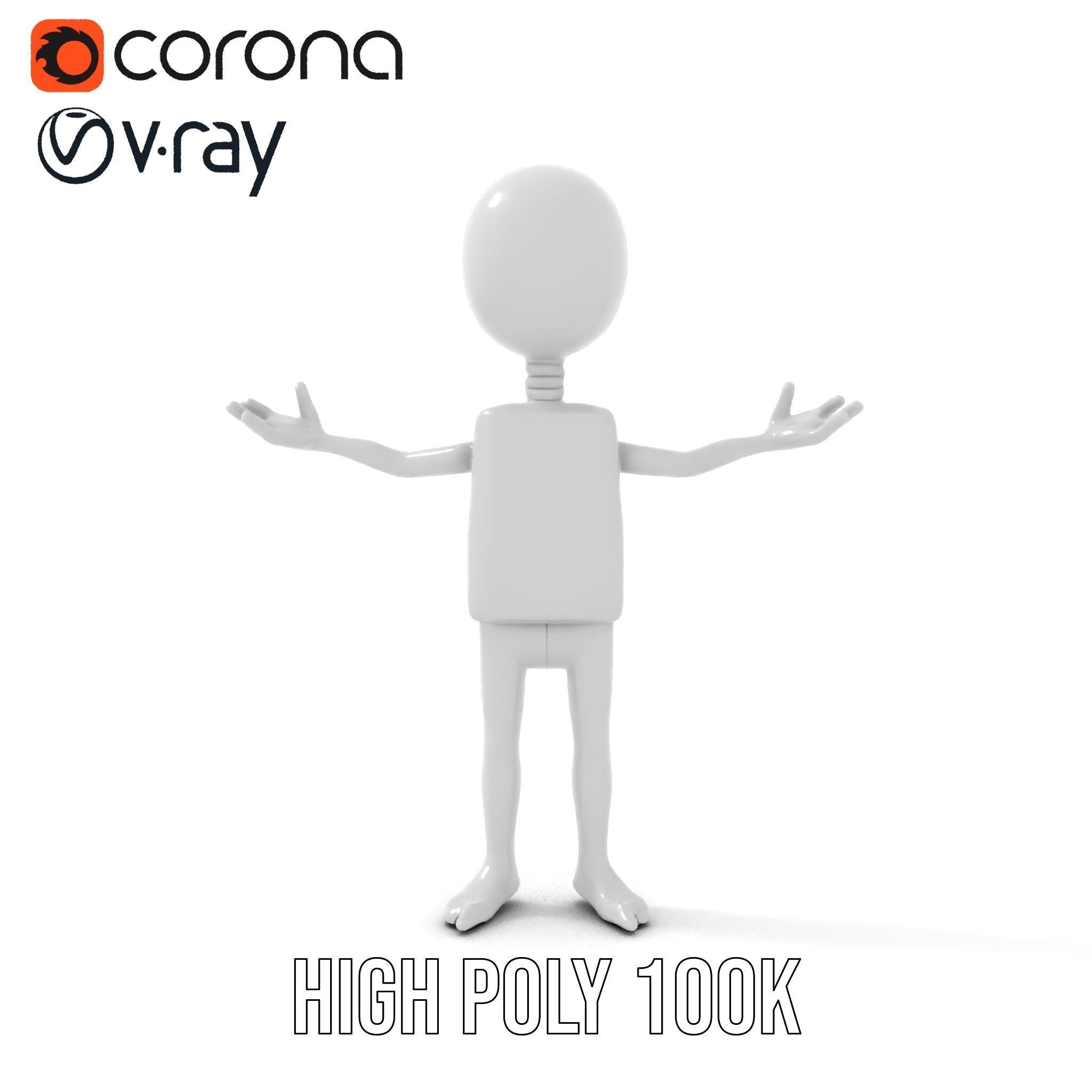 Minimalist Humanoid Rigged and Animated Character Model Low-poly 3D model_18