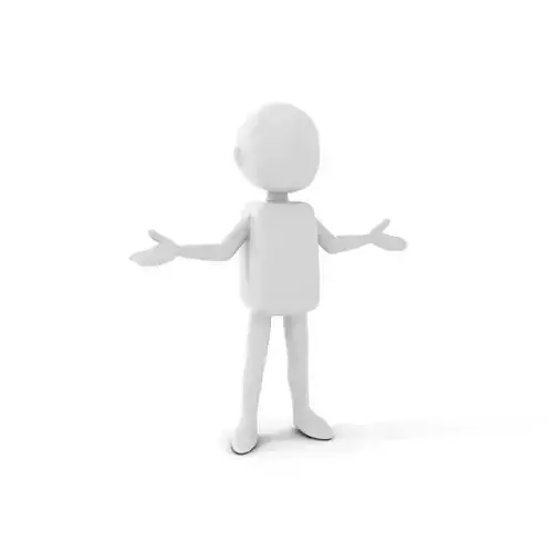 Minimalistic White D Character Rigged and Animated