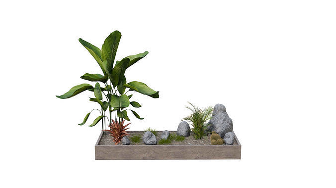 Fina Plants Collection 3D Model Set for Landscaping Decoration Low-poly 3D model