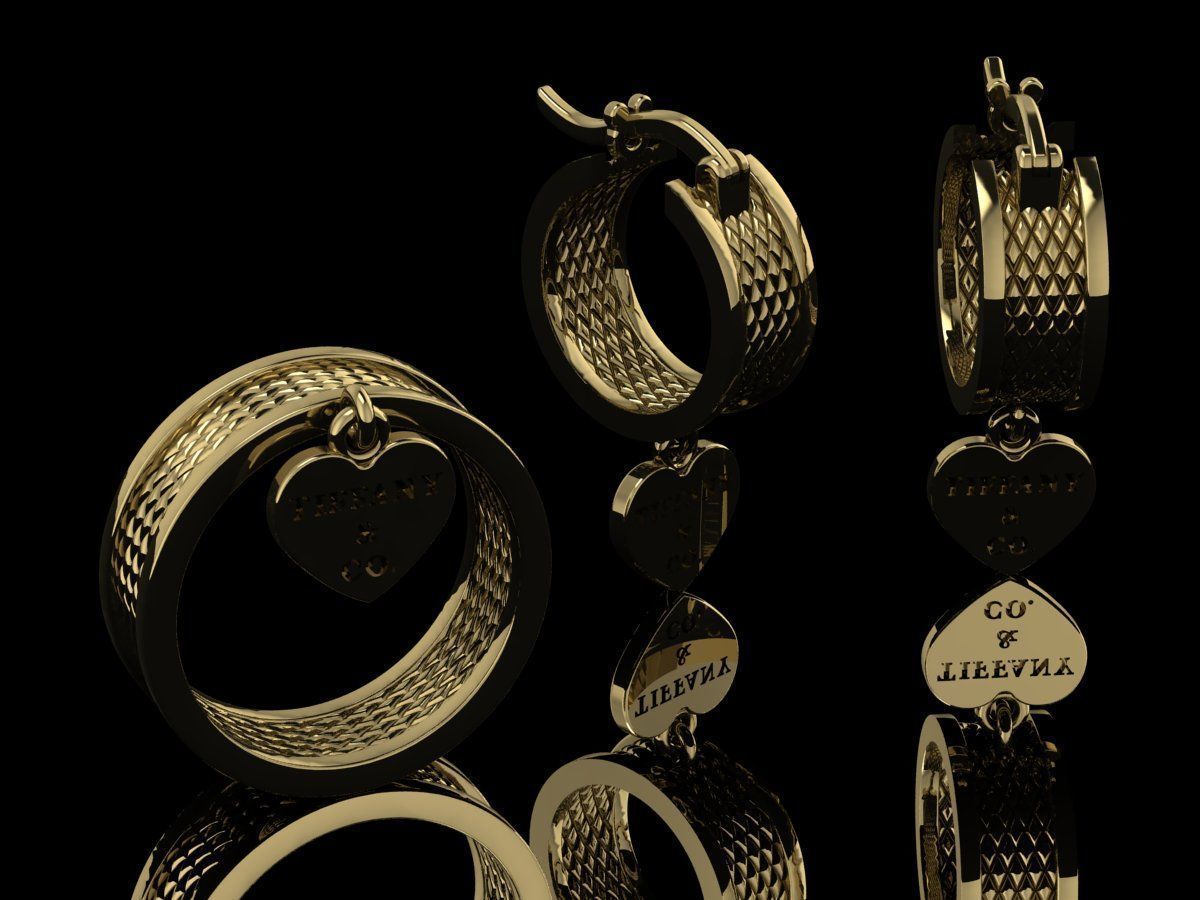 Tiffany and Co Jewelry Set Gold 3D print model_3