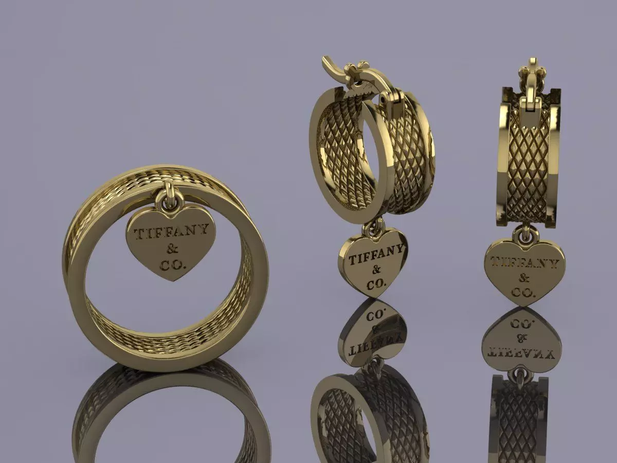 Tiffany and Co Jewelry Set Gold 3D print model_0