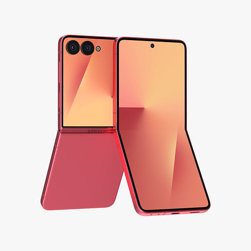 Samsung Galaxy Z Flip 7 Coralred Low-poly 3D model