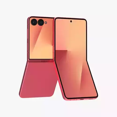 Samsung Galaxy Z Flip 7 Coralred Low-poly 3D model