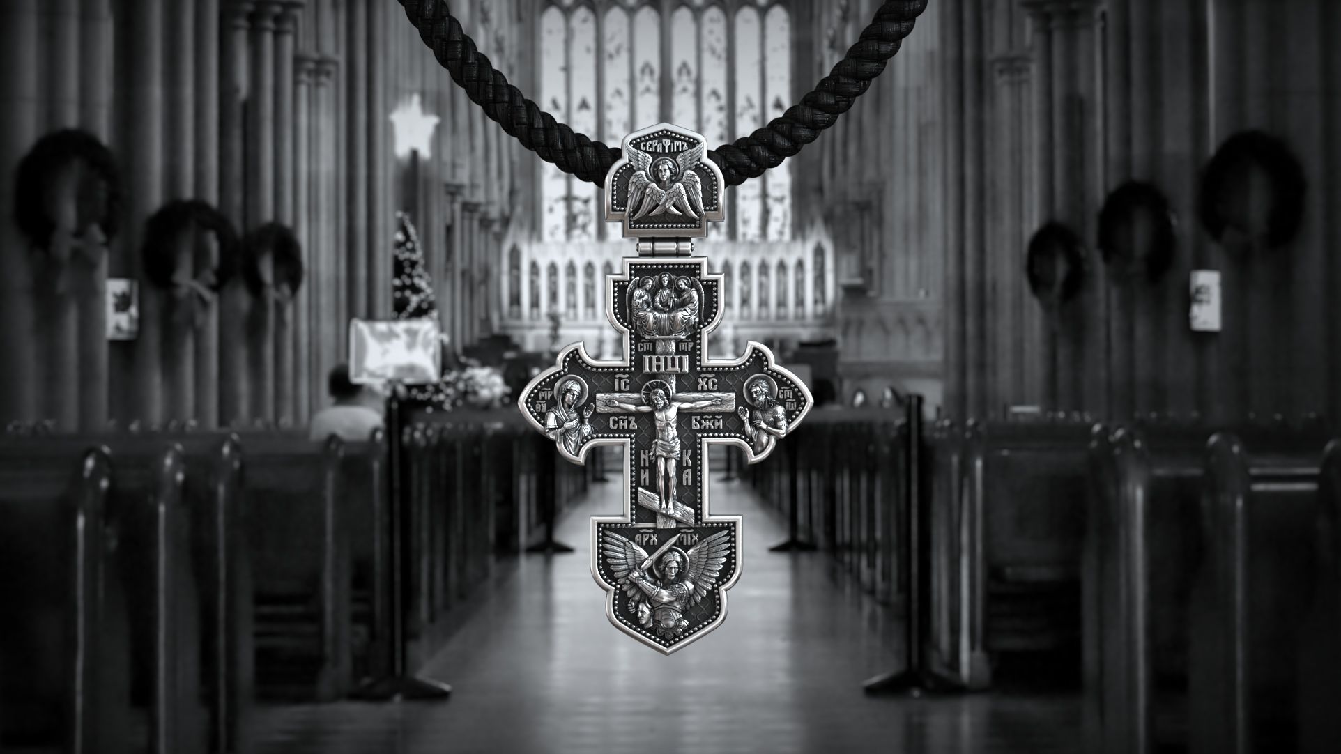 Guardian Angel and Jesus Christ Crucifixion Orthodox Cross 3D print model_5