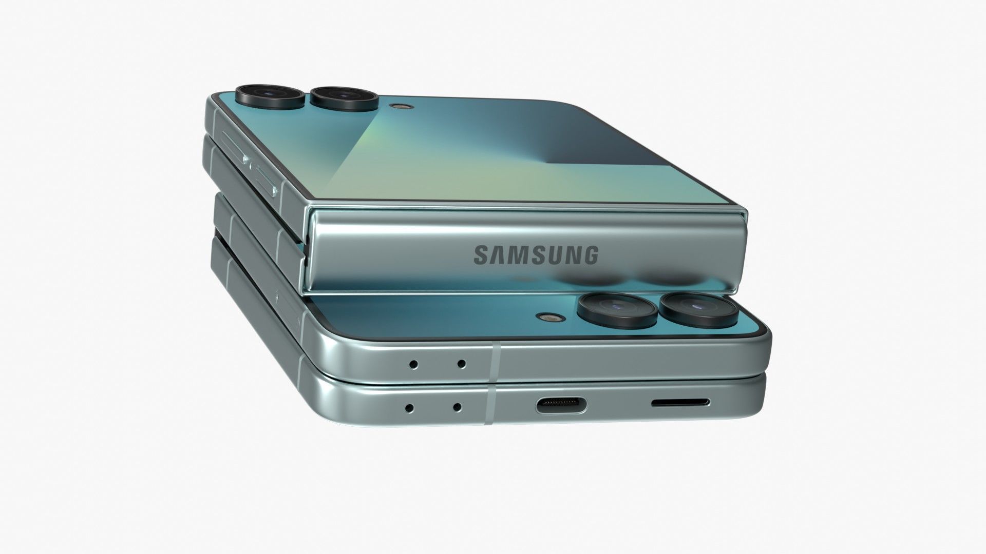 Samsung Galaxy Z Flip 7 Mint Low-poly 3D model_8