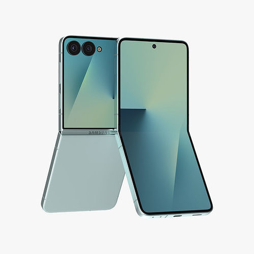 Samsung Galaxy Z Flip 7 Mint Low-poly 3D model