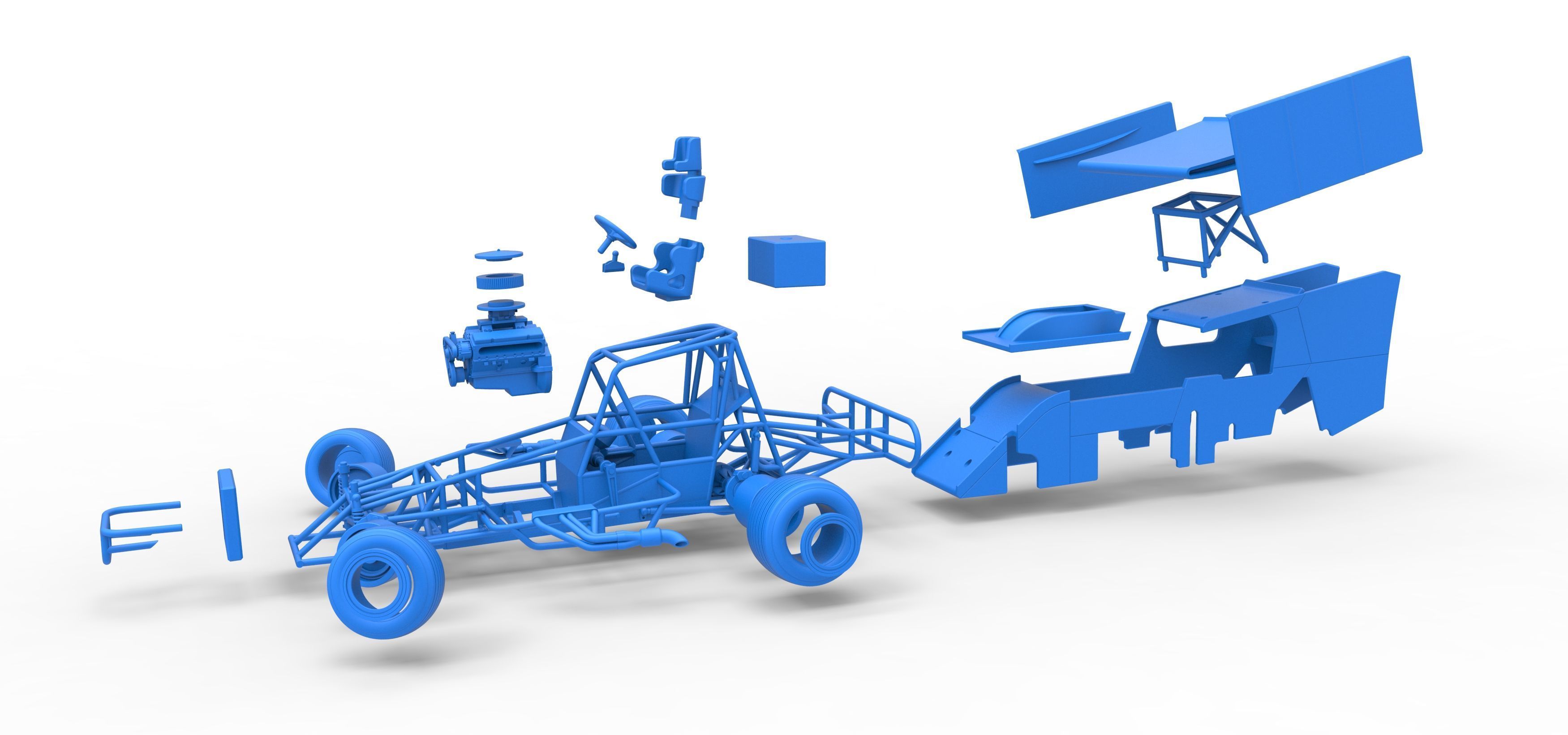 Southern Wing Modified Stock car while turning Scale 1 to 25 3D print model_54