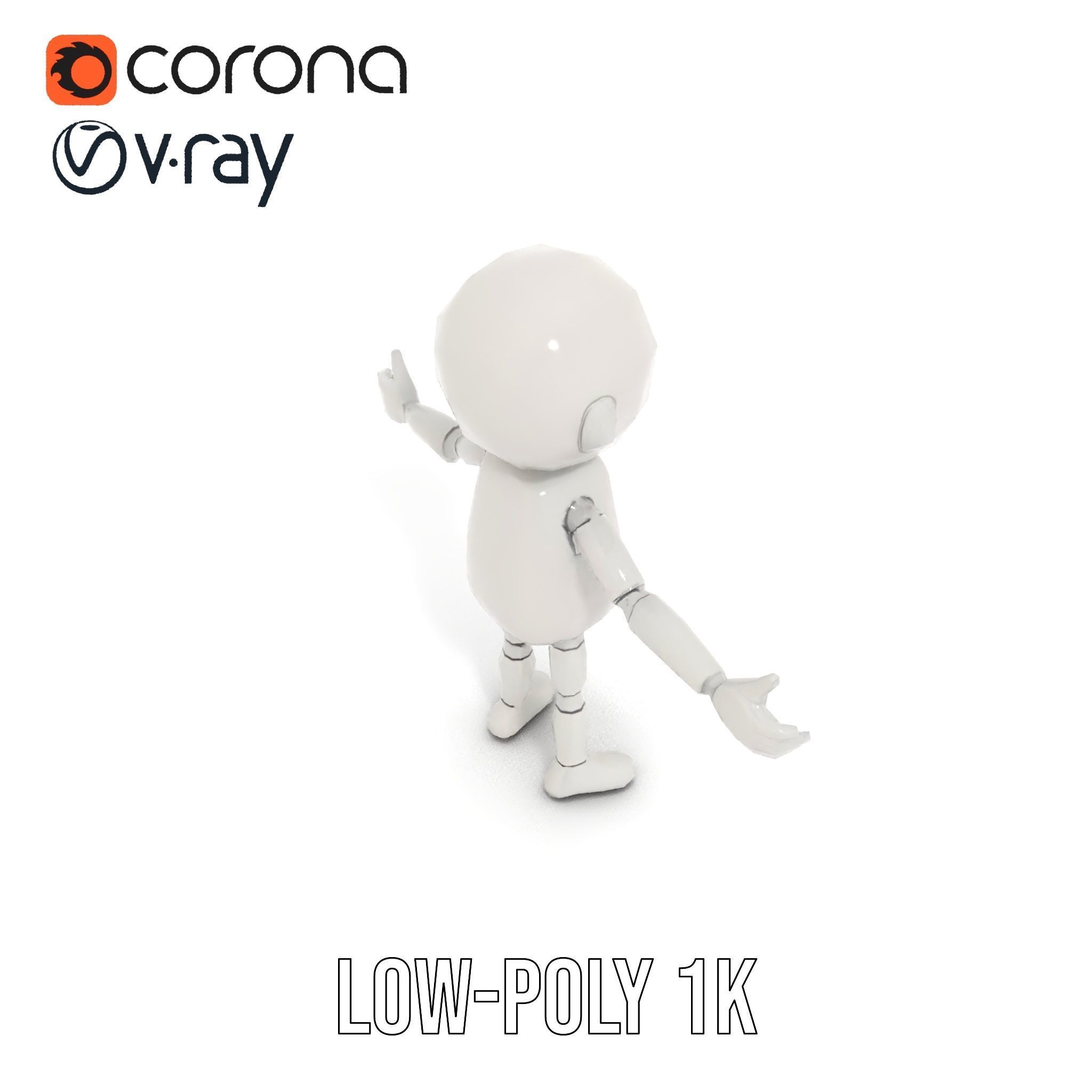 Minimalist Jointed Character Model  Rigged and Animated Low-poly 3D model_7