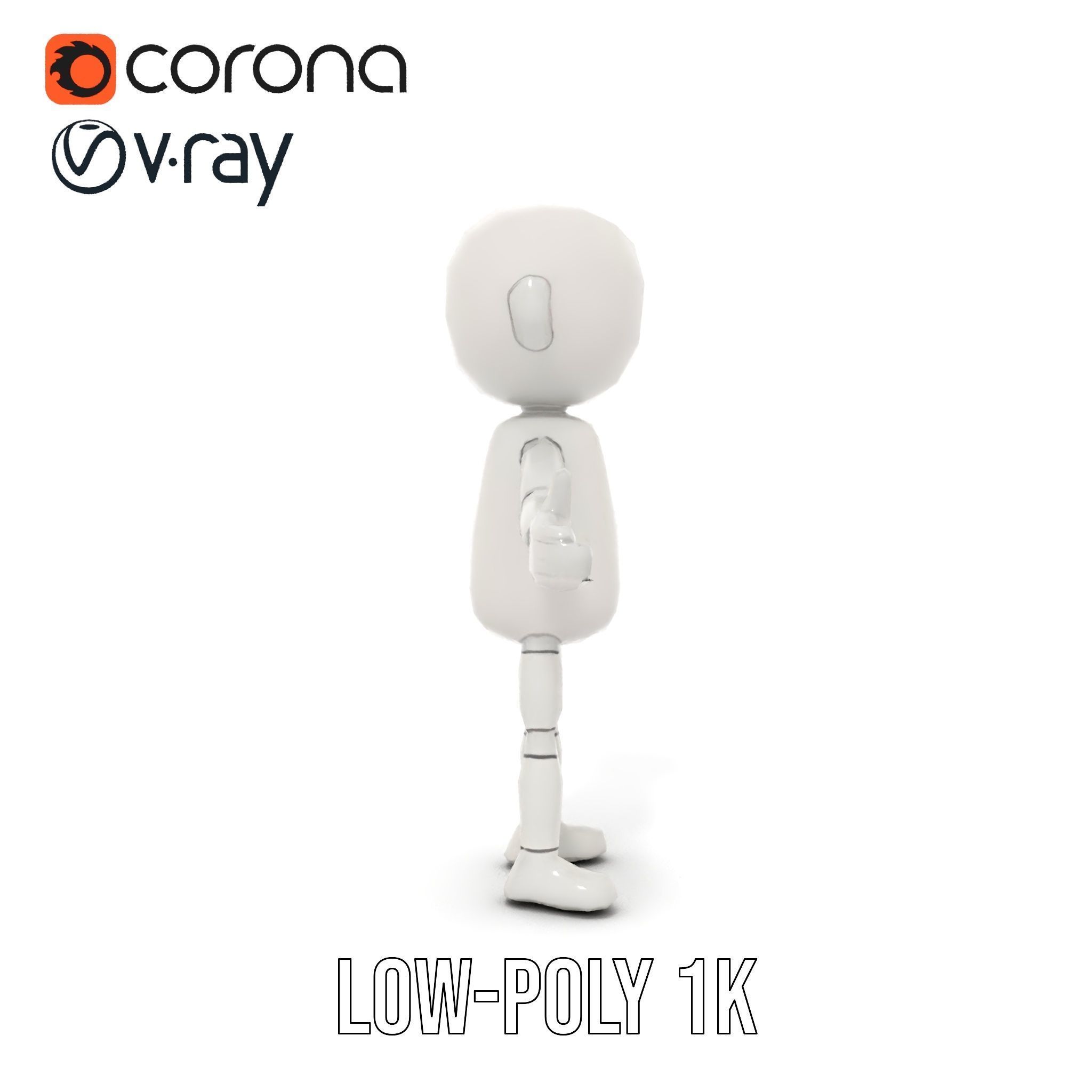 Minimalist Jointed Character Model  Rigged and Animated Low-poly 3D model_28