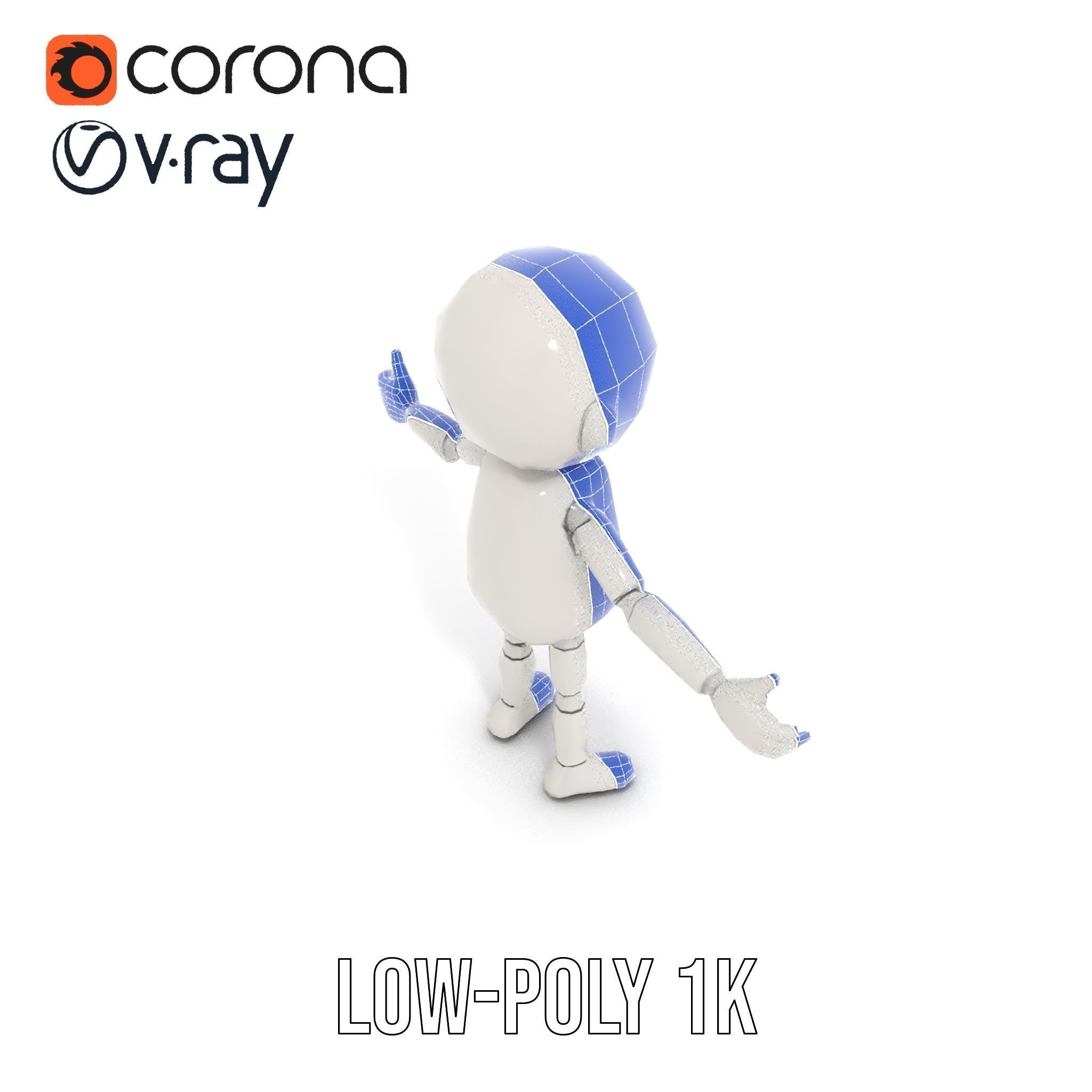 Minimalist Jointed Character Model  Rigged and Animated Low-poly 3D model_10