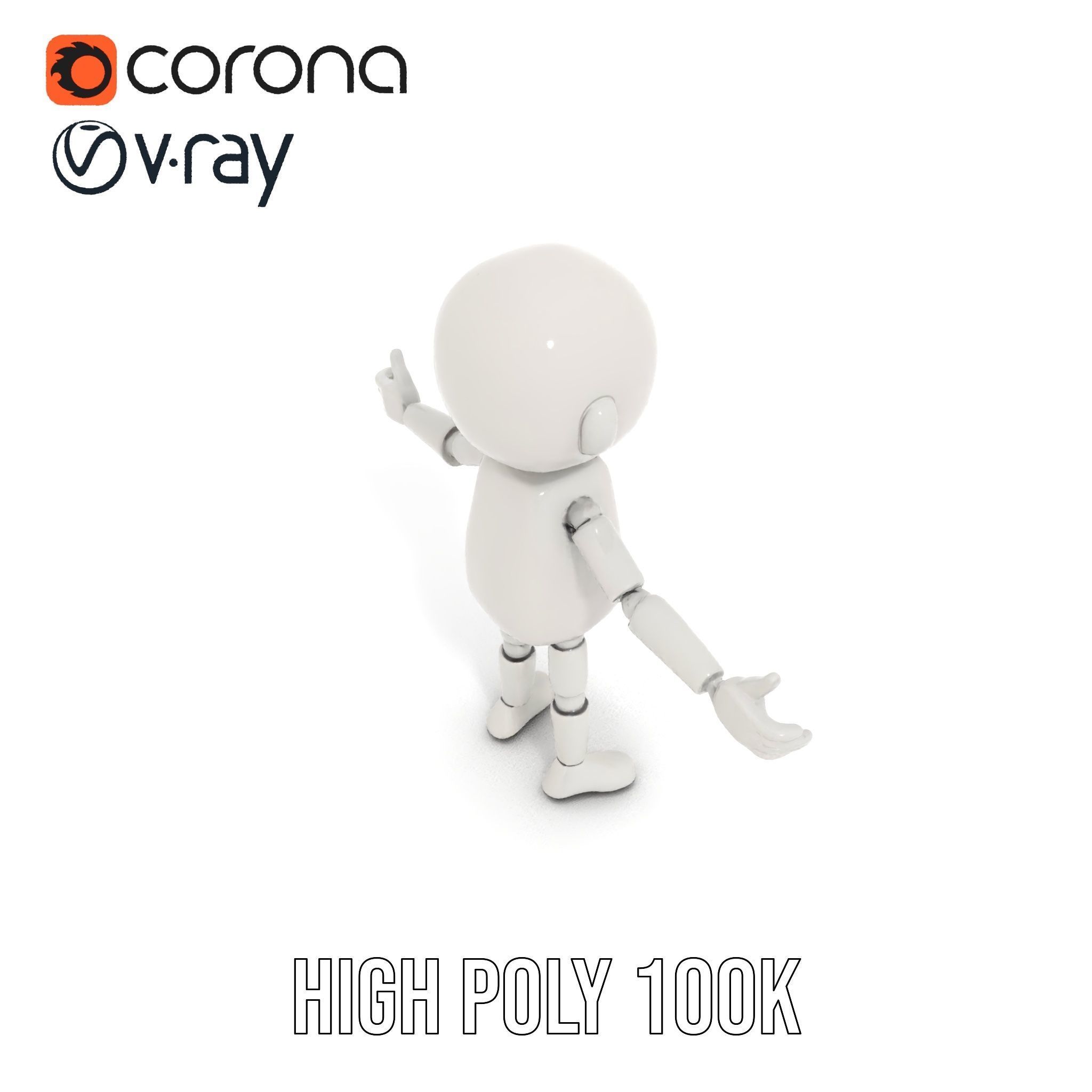 Minimalist Jointed Character Model  Rigged and Animated Low-poly 3D model_14