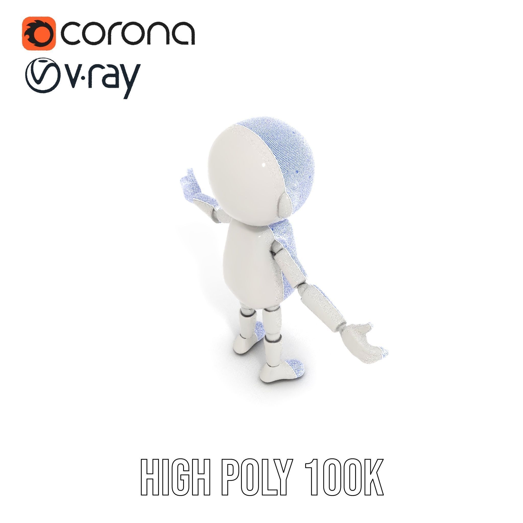 Minimalist Jointed Character Model  Rigged and Animated Low-poly 3D model_31