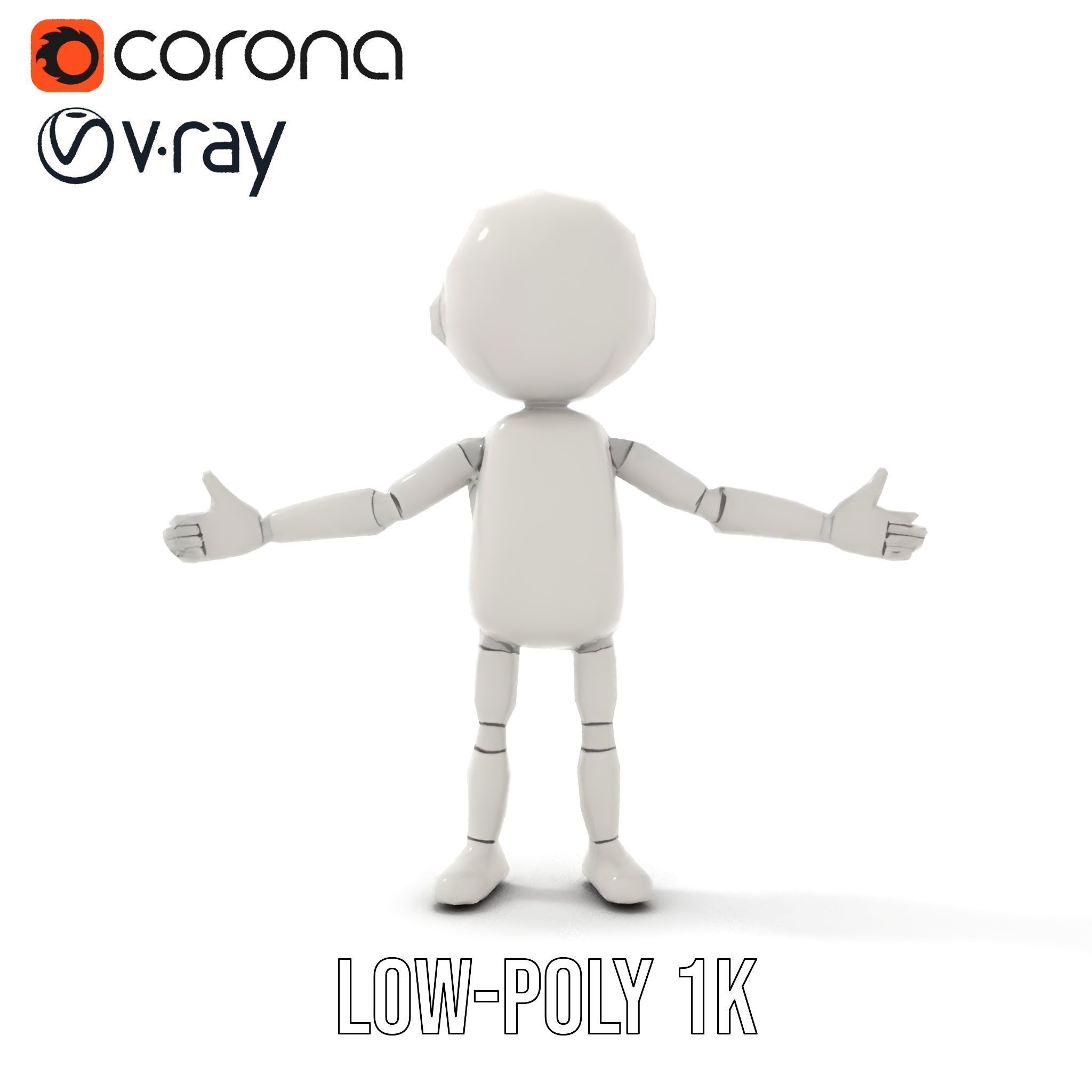 Minimalist Jointed Character Model  Rigged and Animated Low-poly 3D model_19