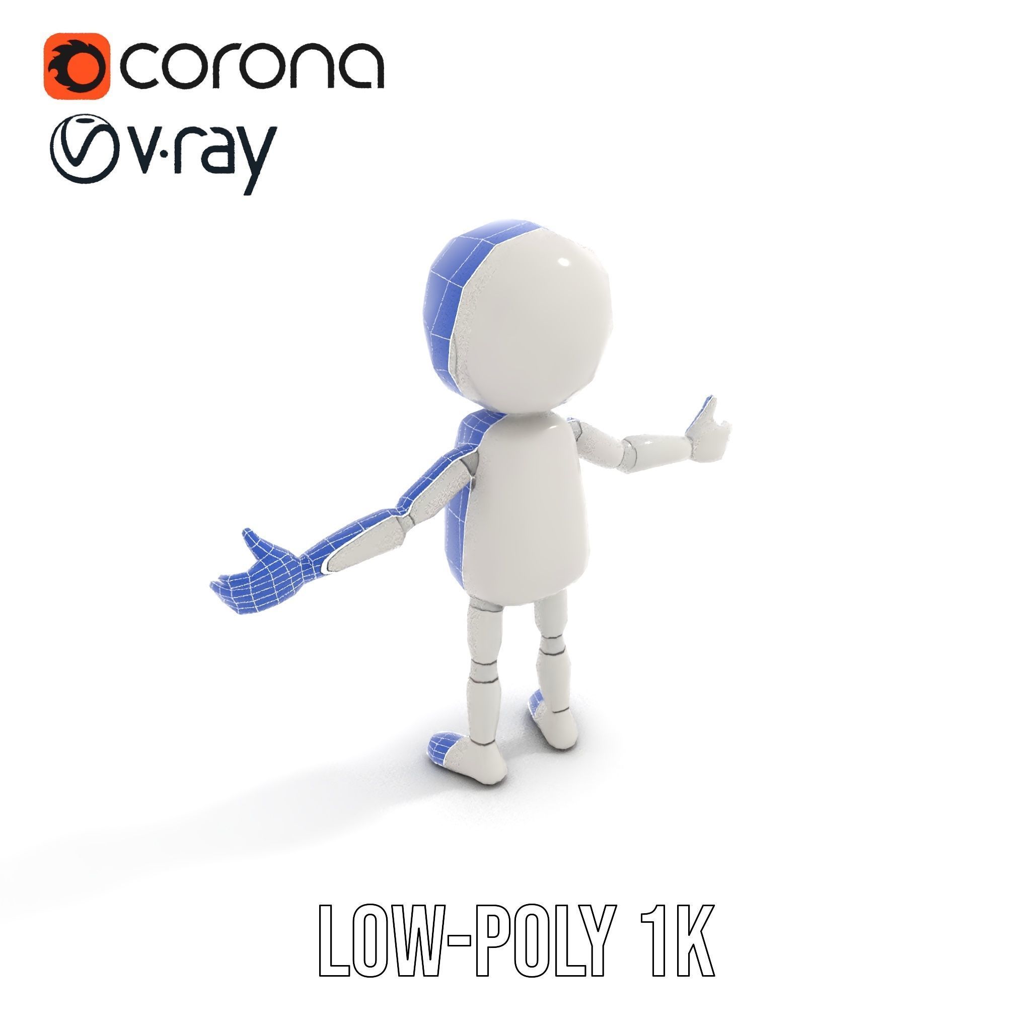 Minimalist Jointed Character Model  Rigged and Animated Low-poly 3D model_8