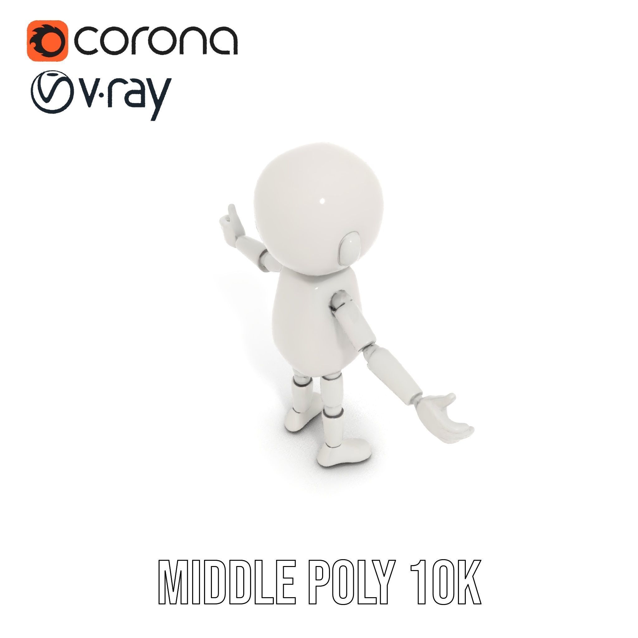 Minimalist Jointed Character Model  Rigged and Animated Low-poly 3D model_9