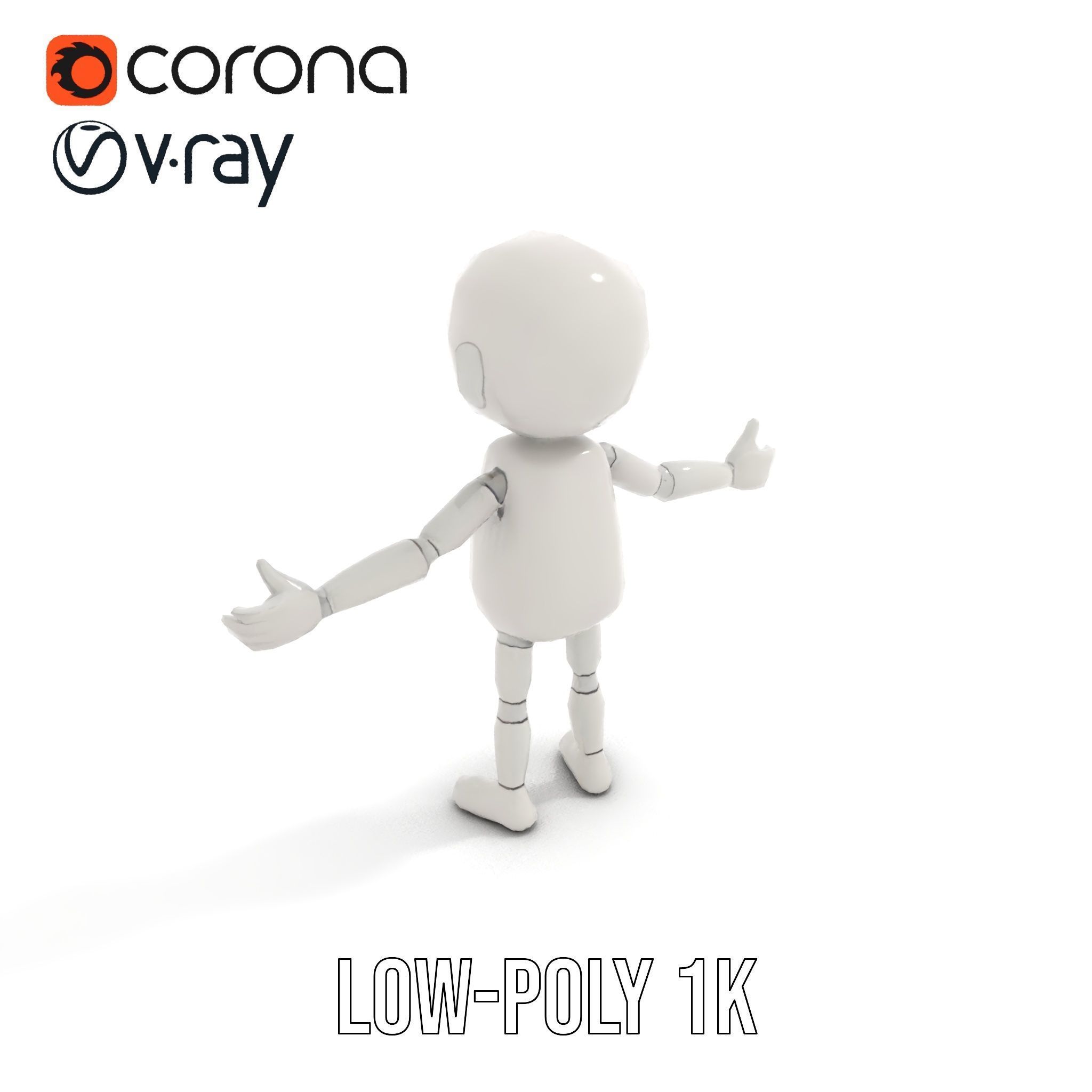 Minimalist Jointed Character Model  Rigged and Animated Low-poly 3D model_30