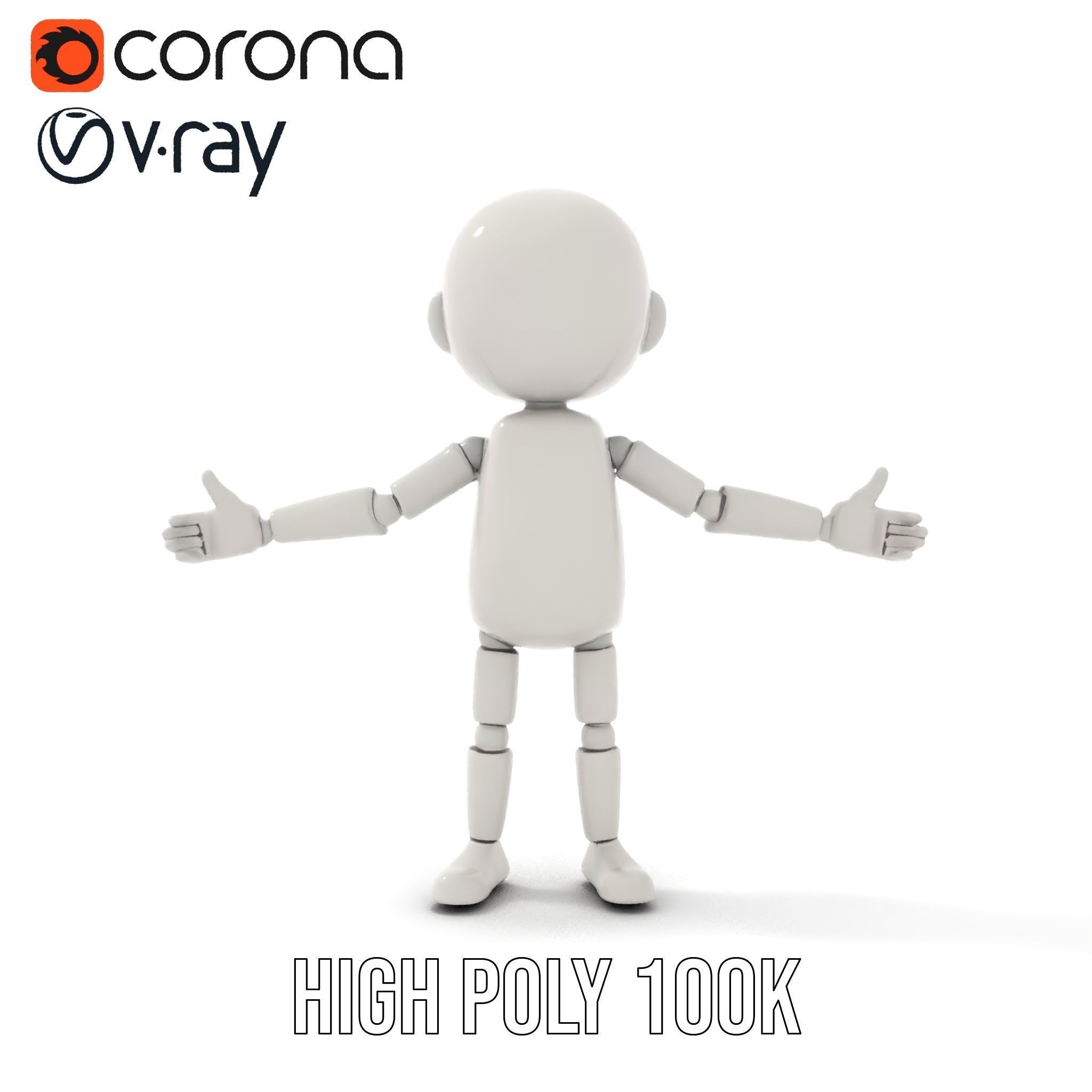 Minimalist Jointed Character Model  Rigged and Animated Low-poly 3D model_17