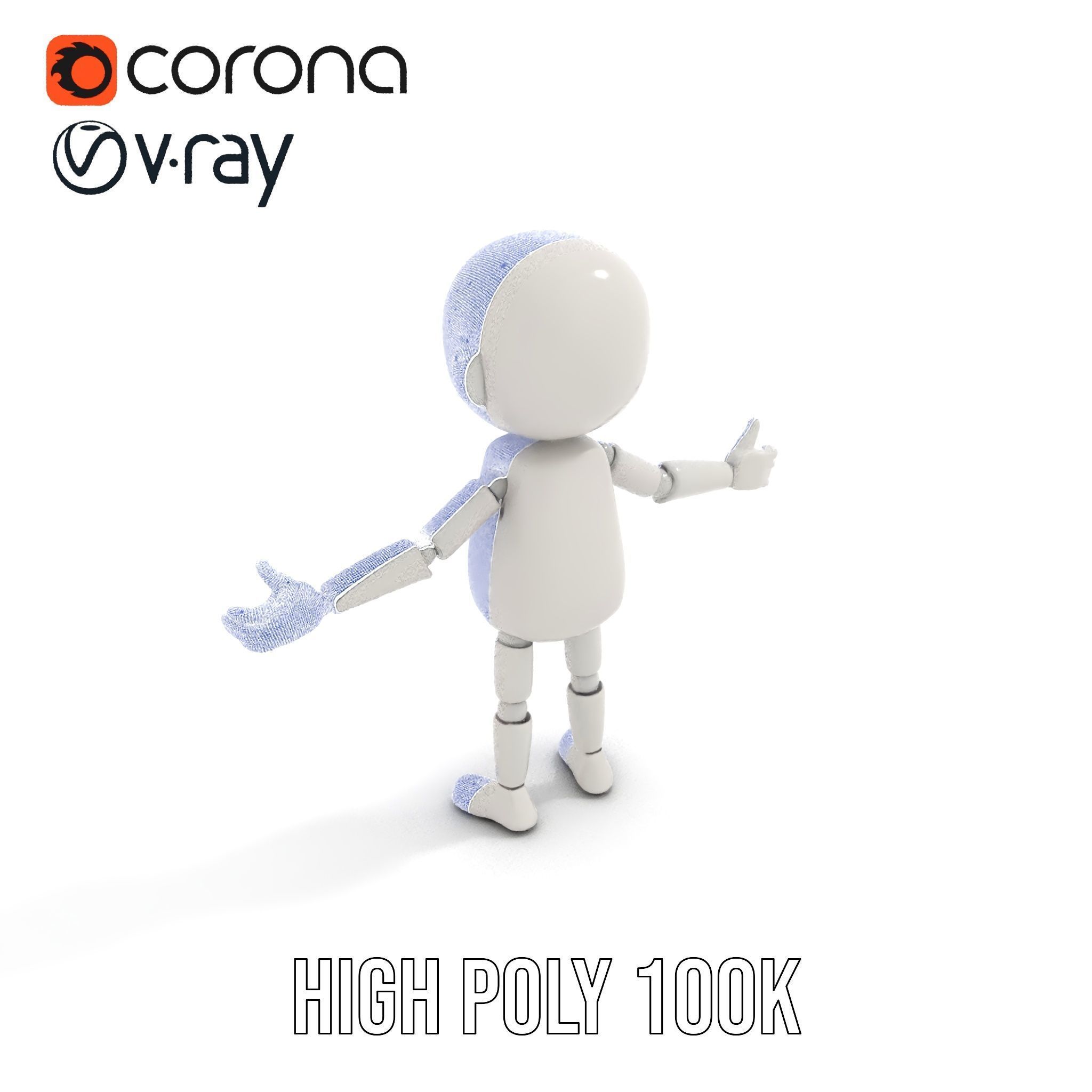 Minimalist Jointed Character Model  Rigged and Animated Low-poly 3D model_33