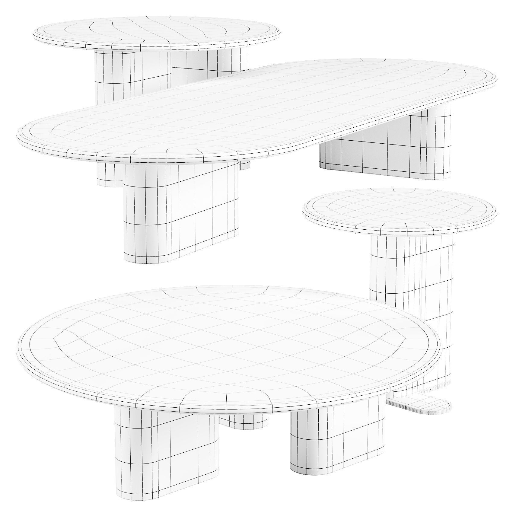 Giulio Marelli OnnO - Coffee and Side Tables Set 01 3D model_7