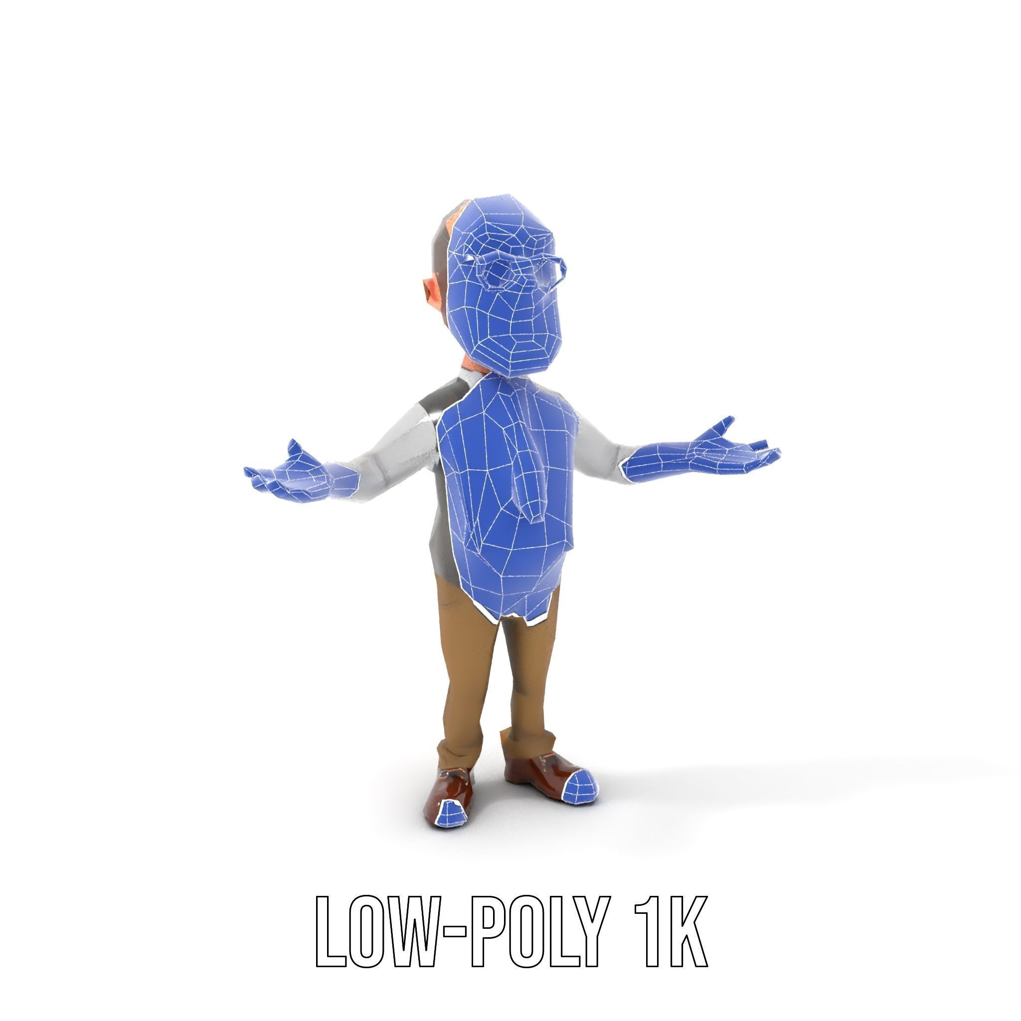 Professor Character Rigged and Animated with Distinctive Bear... Low-poly 3D model_15